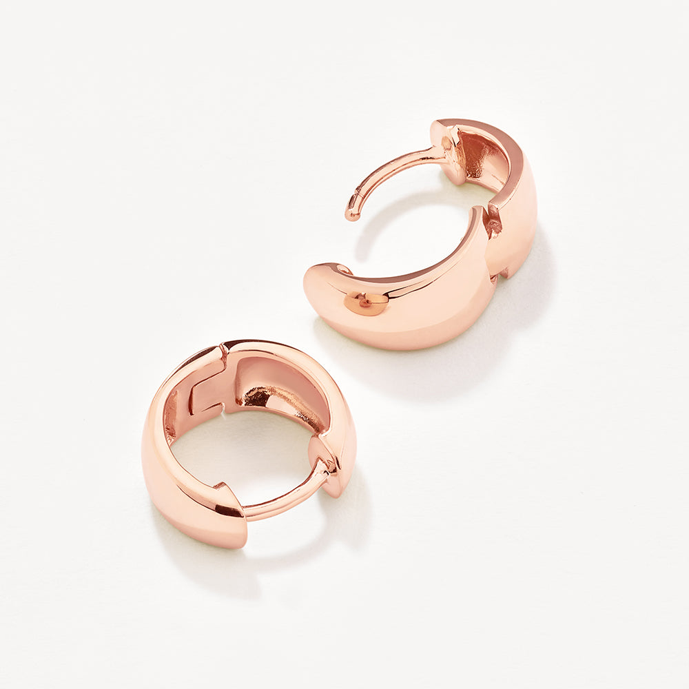 Rose Gold Thick Dome Huggies - Stylish and Comfortable Earrings for Women | Perfect for Everyday Wear, Parties, and Special Occasions
