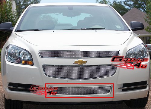 APS Compatible with Chevy Malibu 2008-2012 Lower Bumper Stainless Steel Chrome Mesh Front Grill Grille Insert C76781T - Upgrade Your Car's Style & Protection for Daily Driving & Show Car Events