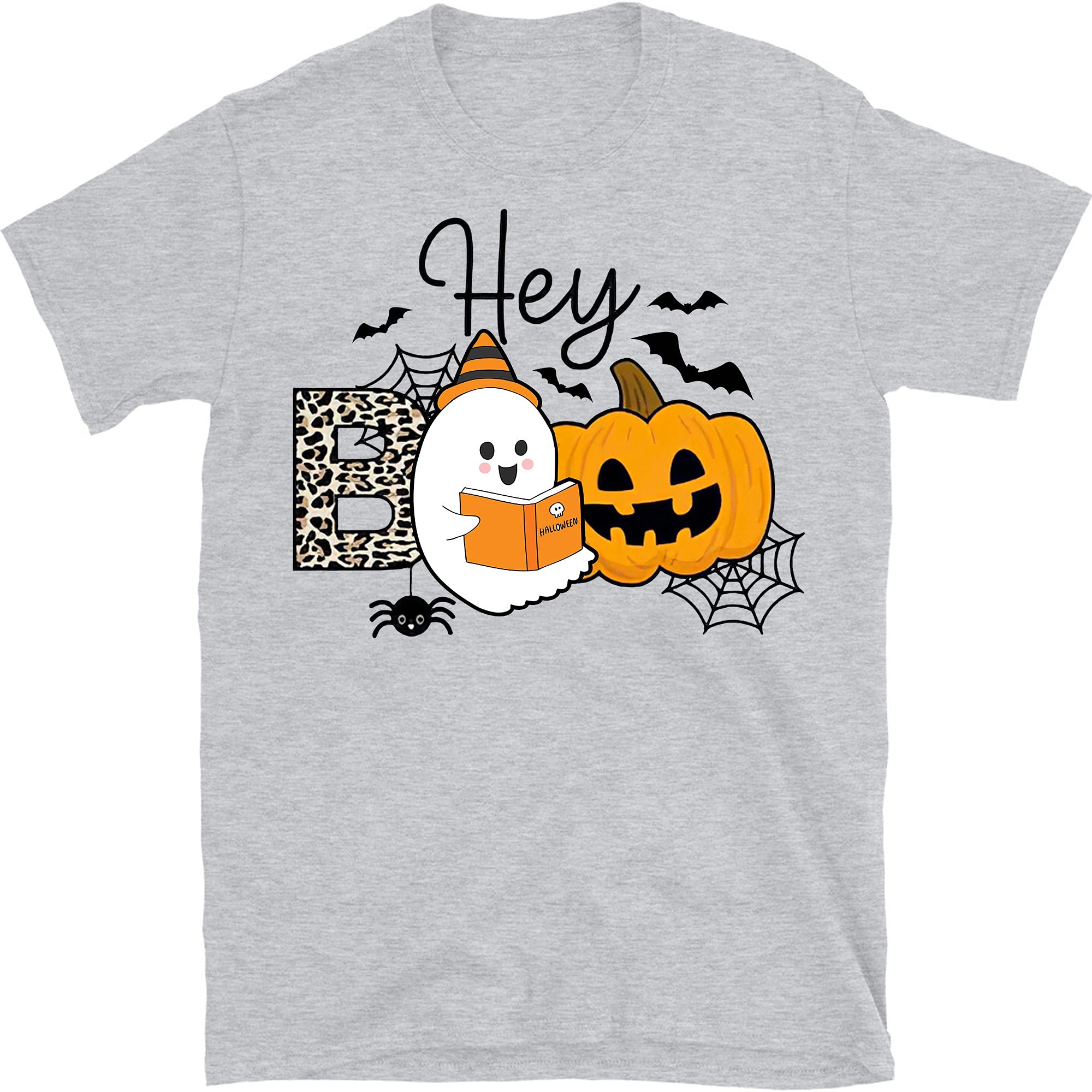 MOOBLA Hey Boo Halloween Shirt for Women - Cute Halloween T-Shirt for Teachers - Perfect for Halloween Parties, School Events & Spooky Season Outfits
