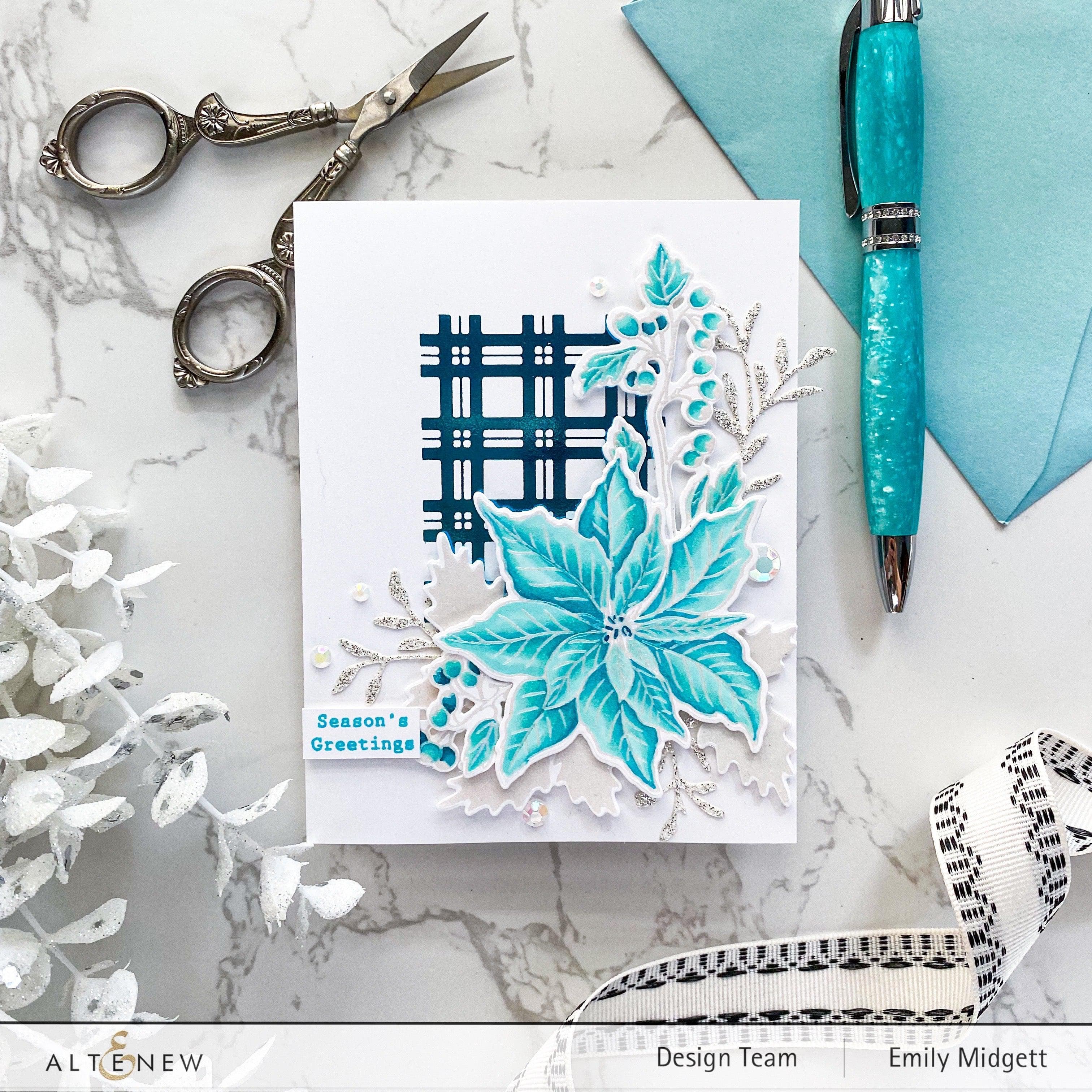 Christmas Poinsettia & Berries Rubber Stamp Set for DIY Holiday Cards, Scrapbooking & Gift Wrapping - Festive Crafting Supplies