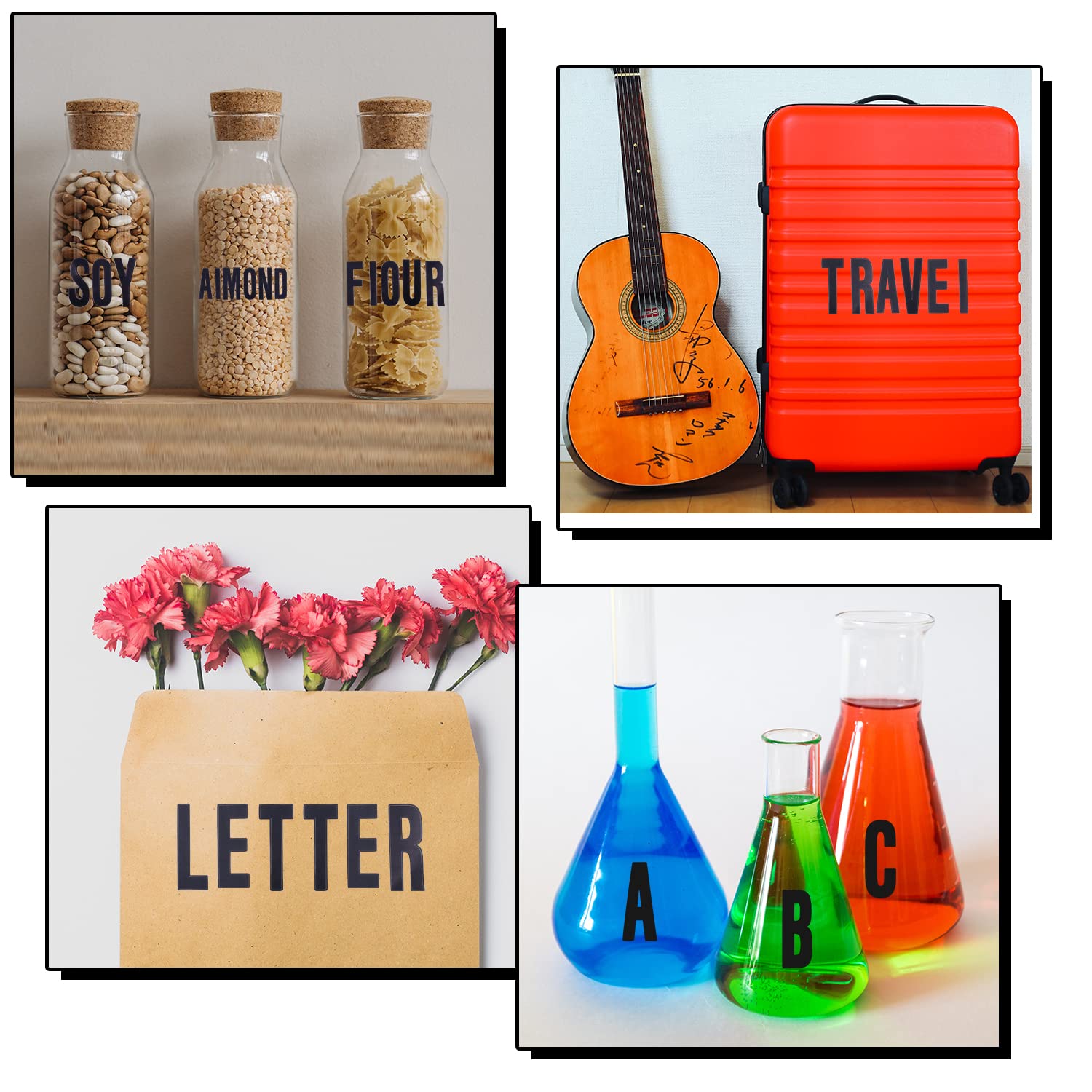 8pcs Black Self-Adhesive Vinyl Letter Stickers - 1 Inch & 2 Inch Alphabet Decals for Mailbox, Window, Door, Home & Office (Uppercase, Style 2) - Perfect for DIY Crafts, Organization & Personalization Projects