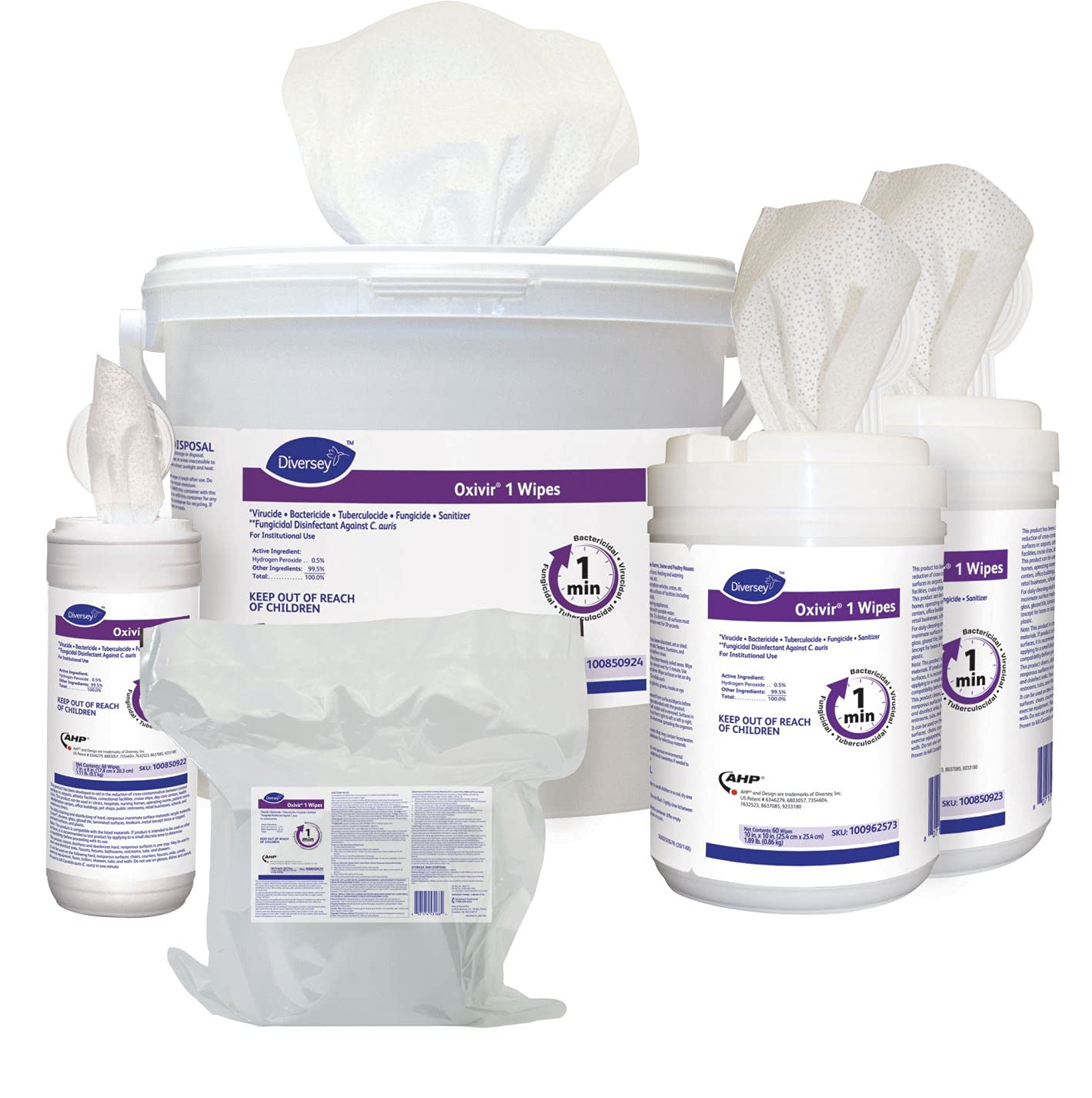 Diversey Oxivir 1 100850925 Disinfectant Wipes | Virucidal, Bactericidal, Tuberculocidal, Fungicidal | Accelerated Hydrogen Peroxide Formula | 160 Extra Large 11