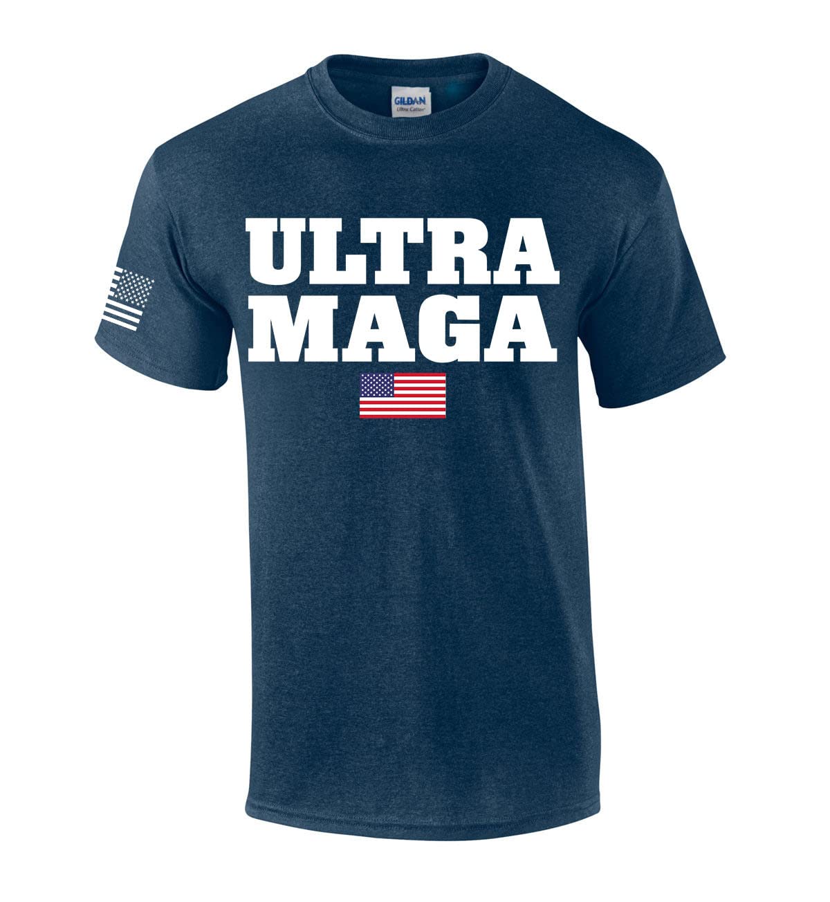 Ultra MAGA Trump USA Patriotic American Flag Men's Short Sleeve Graphic T-Shirt - Perfect for Political Rallies, Fourth of July & Conservative Events