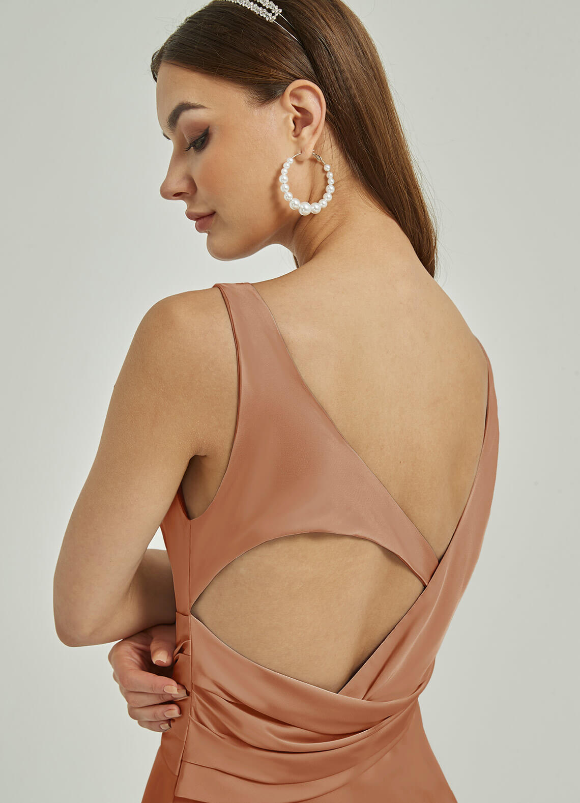Elegant Silk Satin Cowl Neck Backless Maxi Bridesmaid Dress - Perfect for Weddings, Formal Events & Evening Parties