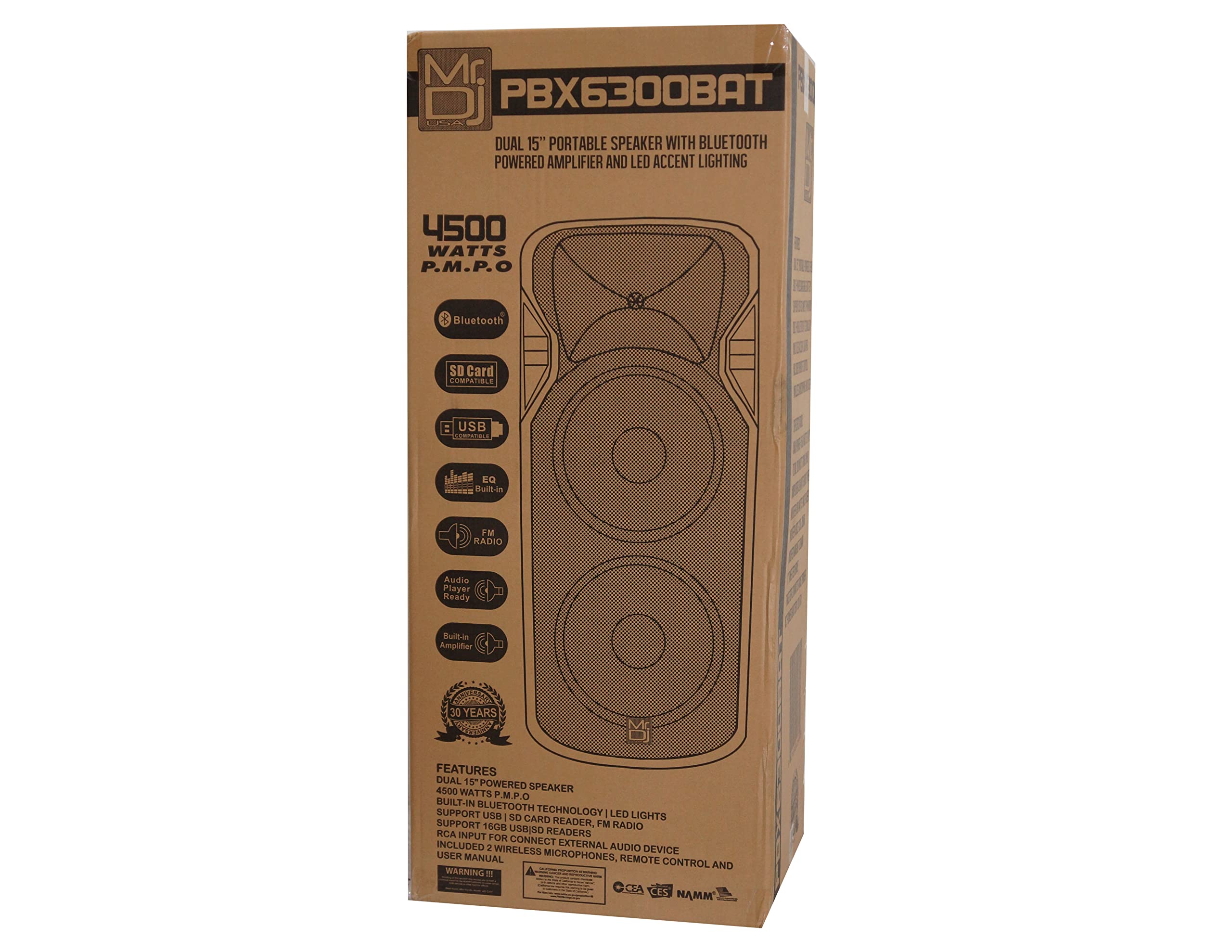 Mr. DJ PBX6300BAT 3-Way Dual 15