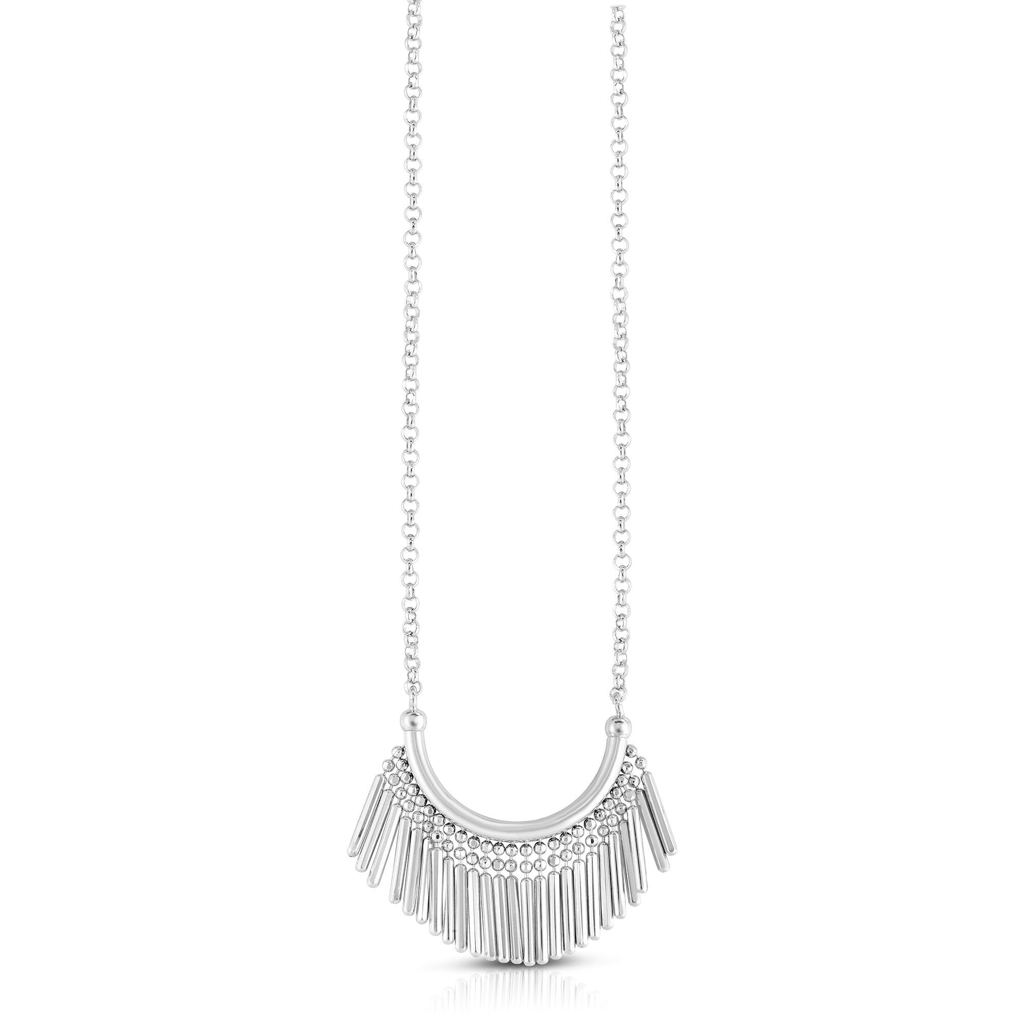 Sterling Silver Tassel Pendant Necklace - 17 Inch Adjustable Chain for Women | Elegant Boho Jewelry Gift for Party, Wedding & Everyday Wear