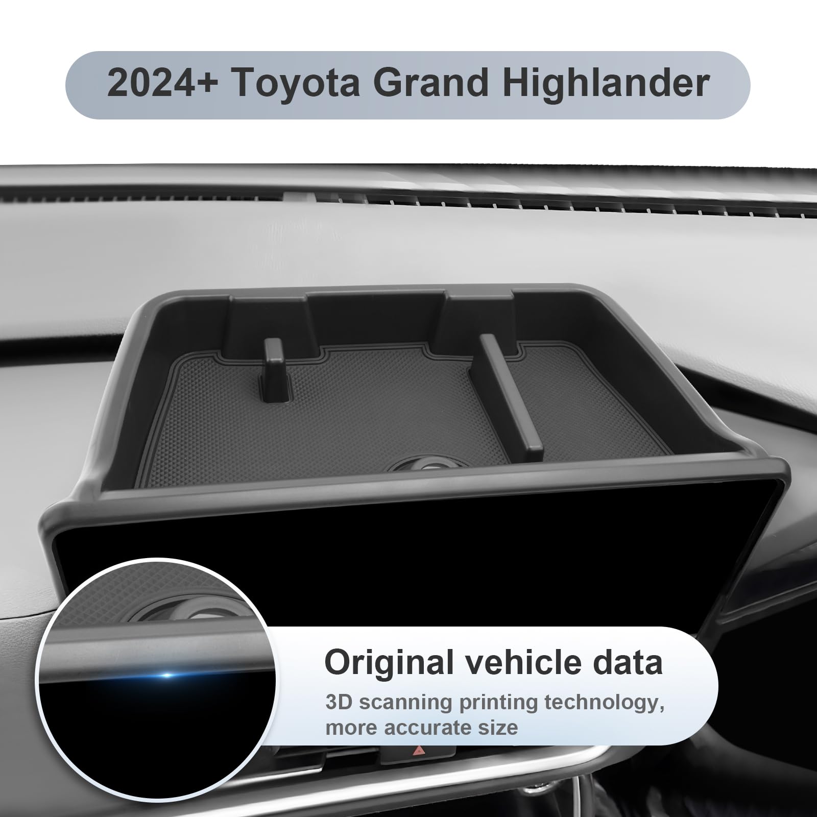 2024-2025 Toyota Grand Highlander Dashboard Organizer | Behind Screen Storage Tray with Sunglasses Holder | Perfect for Car Accessories Organization & Daily Commute