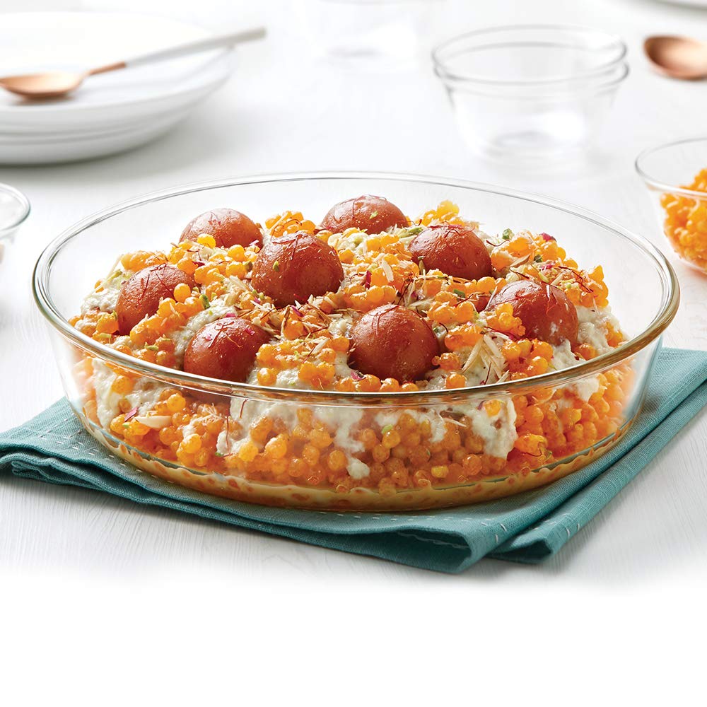 Borosilicate Glass Round Cake Pan - 10.2 Inch (26cm) 2 Liter Capacity - Oven, Microwave & Freezer Safe - Transparent Baking Dish for Cakes, Pies & Desserts - Perfect for Baking, Serving & Storing