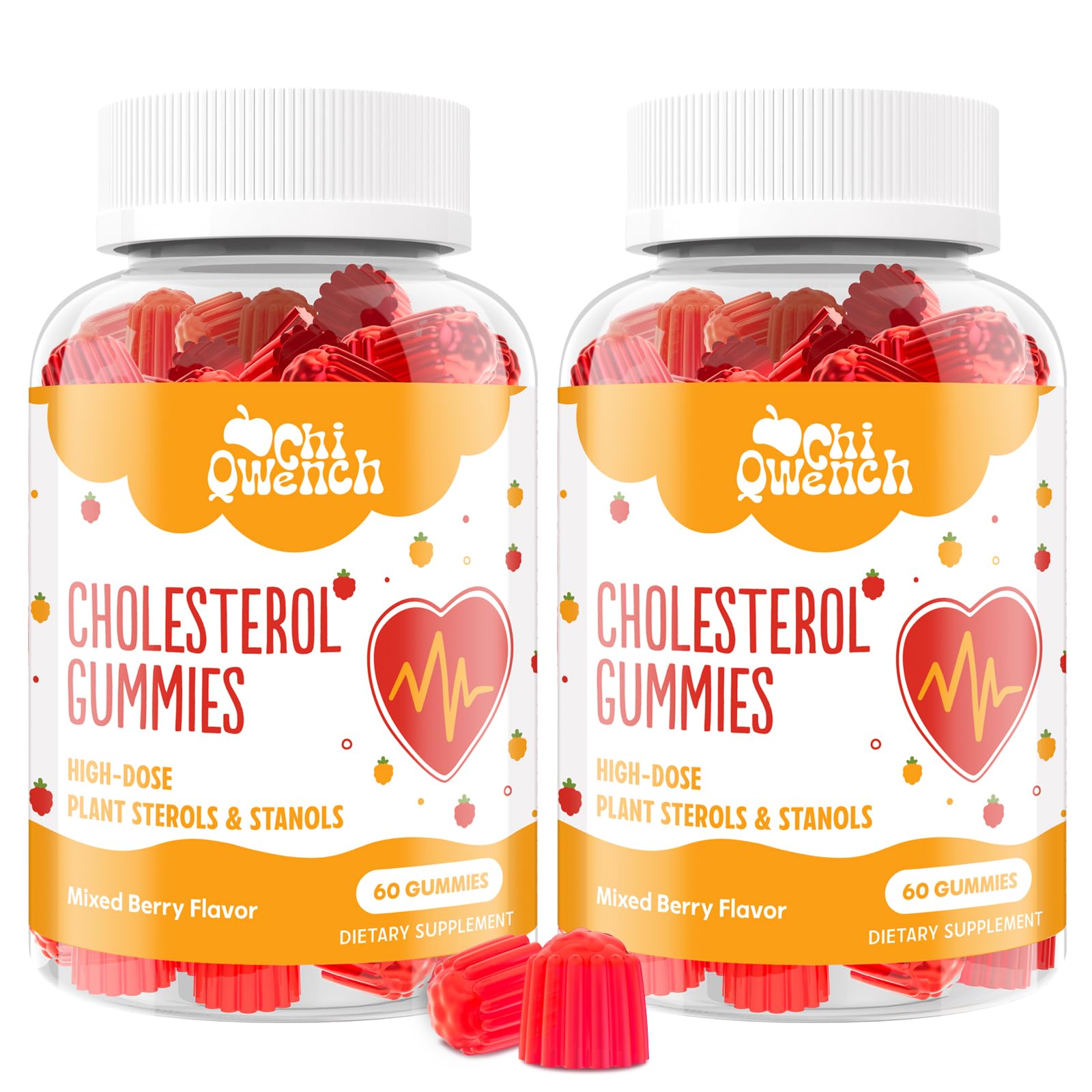 1500mg Plant Sterols & Stanols Cholesterol Support Gummies - Mixed Berry Flavor (120 Count) | Maintains Healthy Cholesterol Levels | Dietary Supplement for Heart Health & Wellness