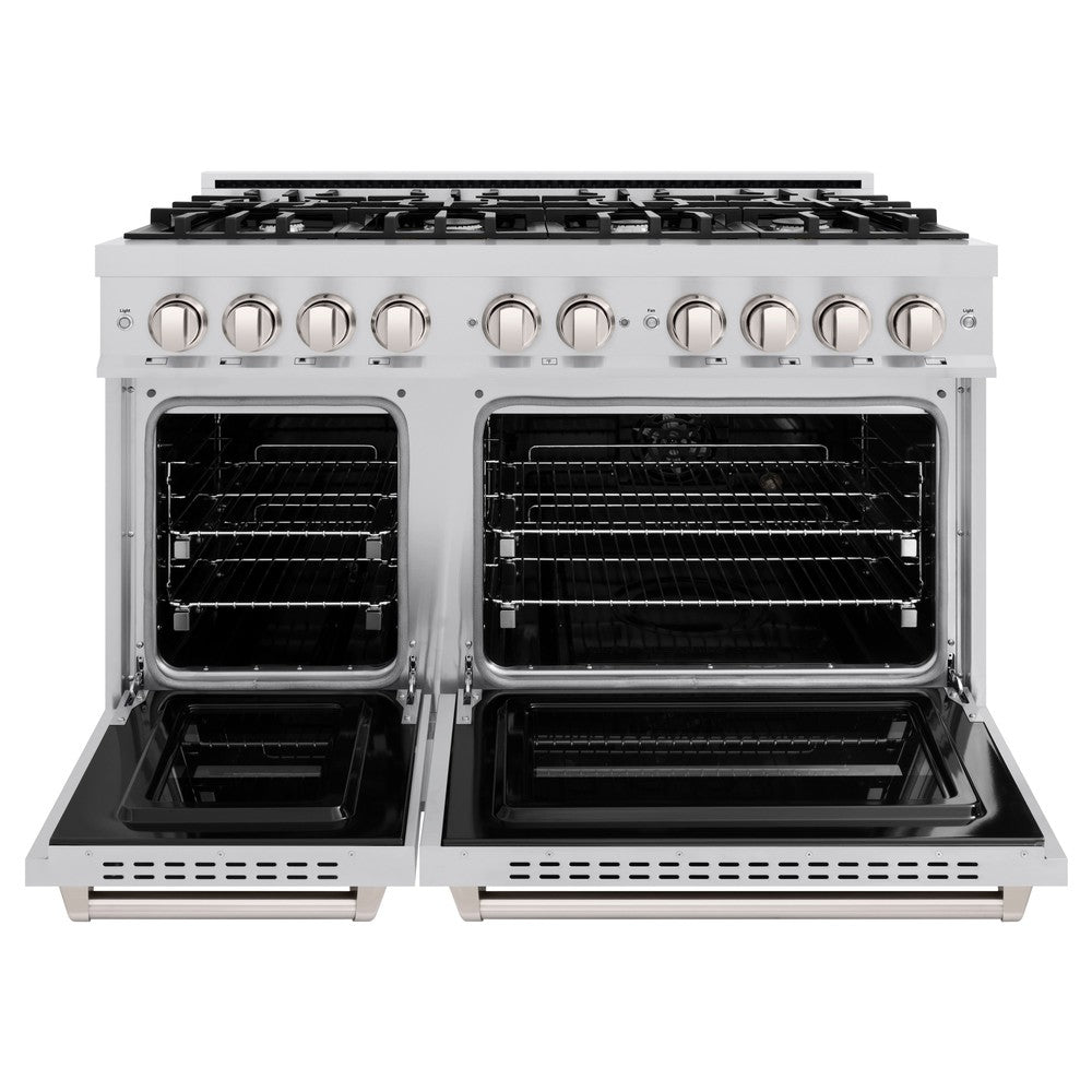 ZLINE 48 Inch 6.7 Cu Ft Stainless Steel Dual Fuel Range - 8 Burner Gas Cooktop & Classic Double Oven (CDR48) | Perfect for Large Kitchens, Holiday Cooking & Professional Chefs