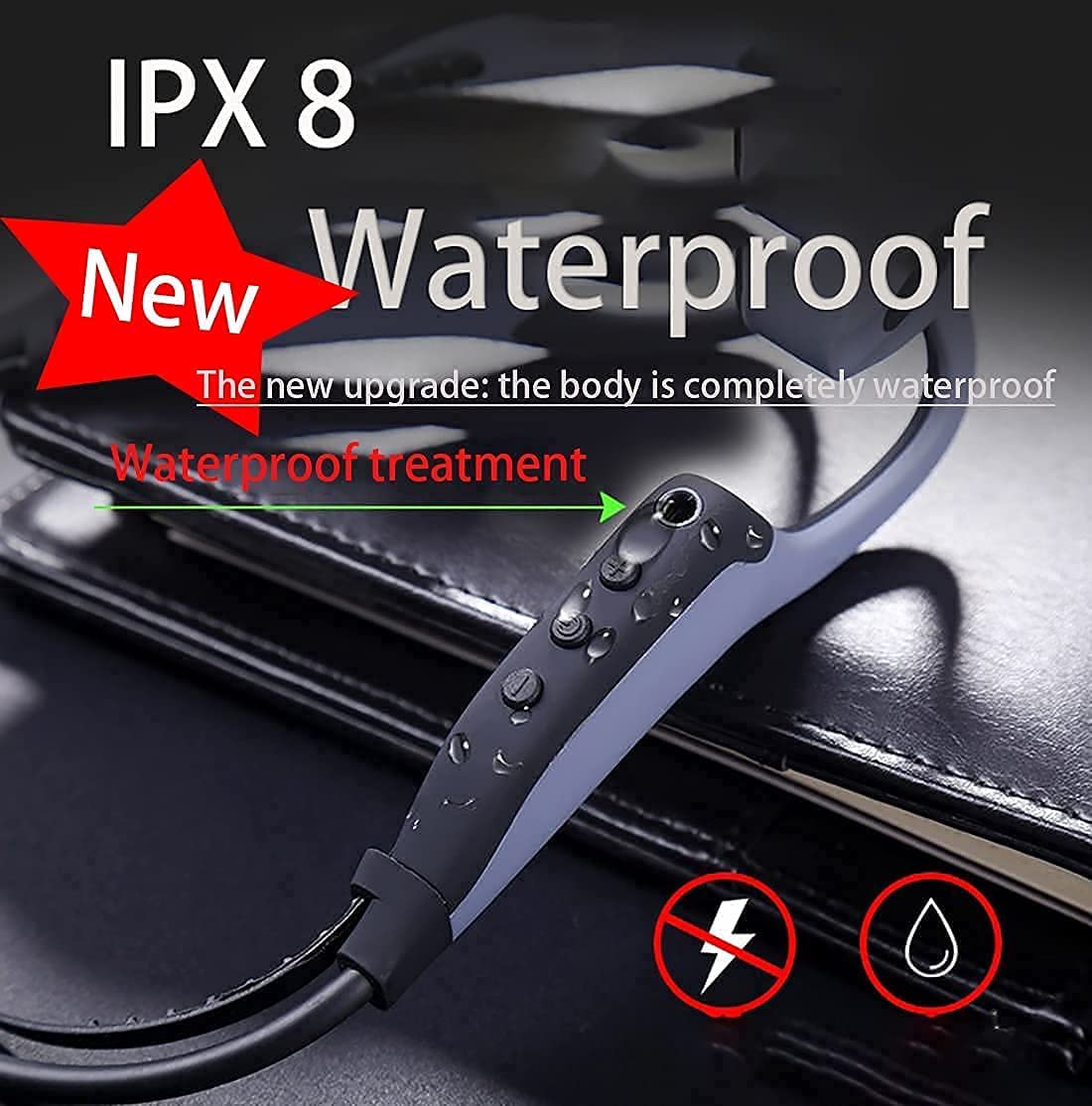 **Wireless Bone Conduction Headphones – 16GB Waterproof MP3 Player, Open-Ear Bluetooth Earbuds for Swimming, Running, Diving, Gym & Spa – Perfect for Underwater Workouts & Outdoor Sports**