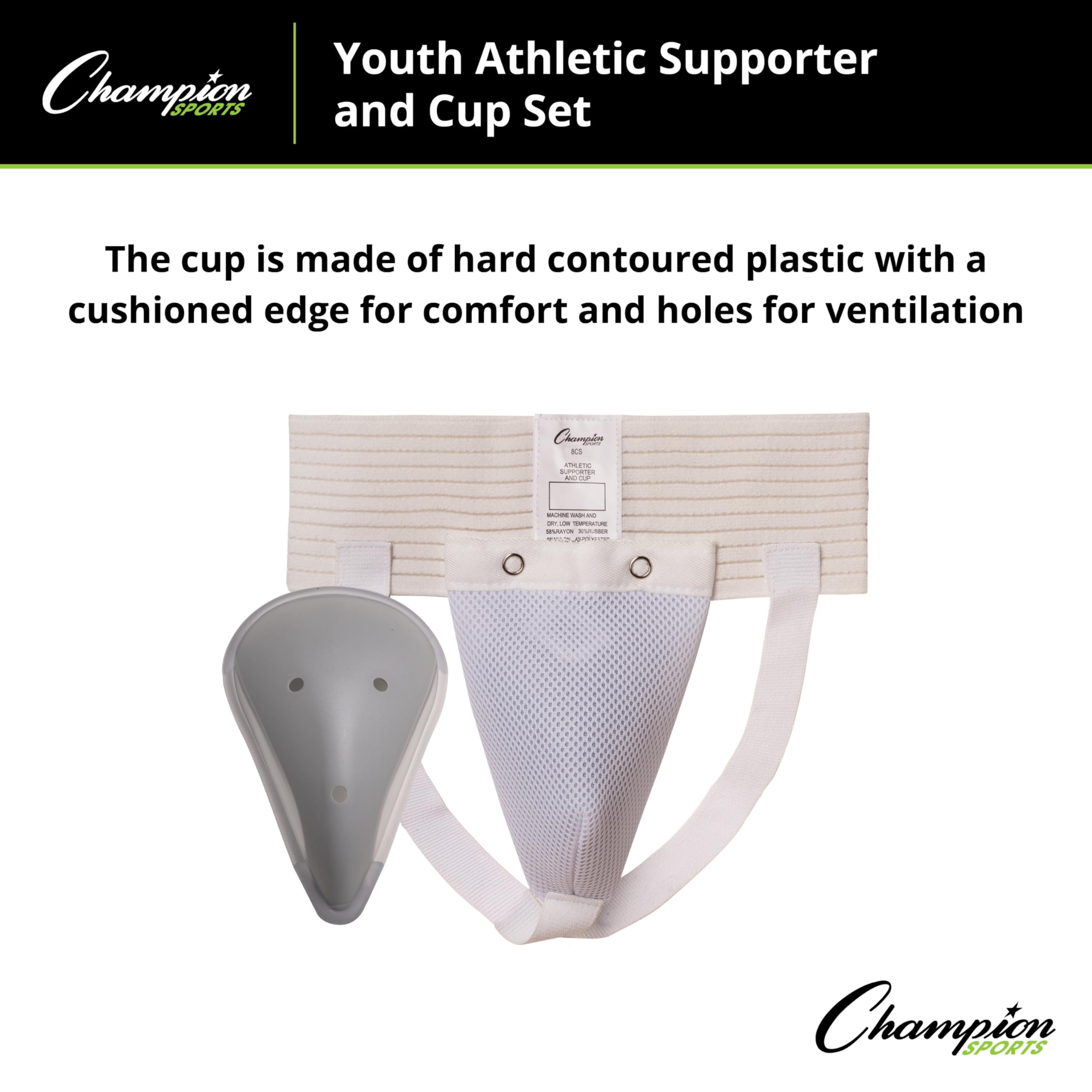 Champion Sports Men's Athletic Supporter & Protective Cup - Comfortable Jockstrap for Sports, Gym, Running & Workout Support