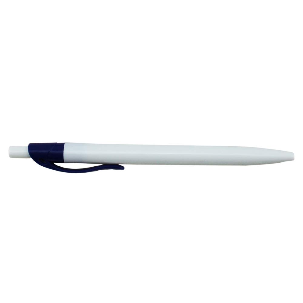 EZPENCILS & GIFTS - Bulk Blank White Body Pens with Black Ink & Blue Clip (100 Pcs) - Perfect for Offices, Schools, Events & Promotional Giveaways