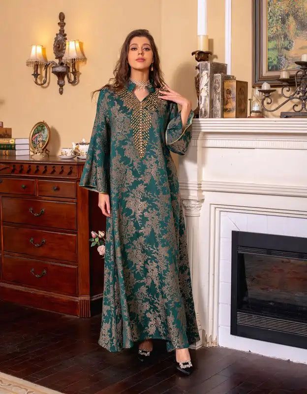 Elegant Eid Kaftan Dress for Women - Embroidered Beaded Doris Caftan | Perfect for Eid Celebrations, Weddings & Special Occasions