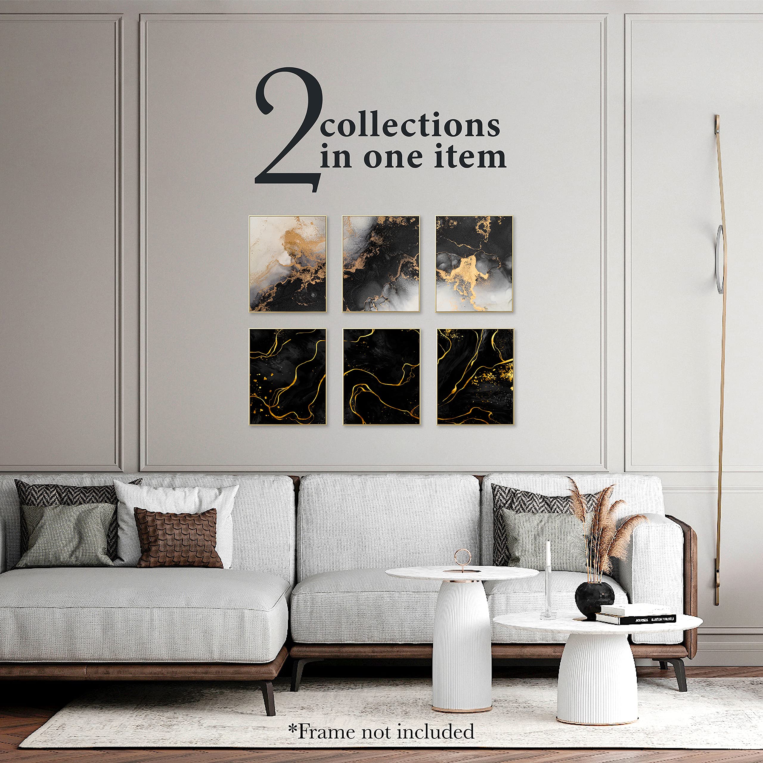 97 Gold and Black Abstract Marble Wall Art - Modern Black & Gold Wall Decor for Living Room & Bedroom - 8x10 Inch Unframed Canvas Print - Perfect for Home, Office, and Gift Giving