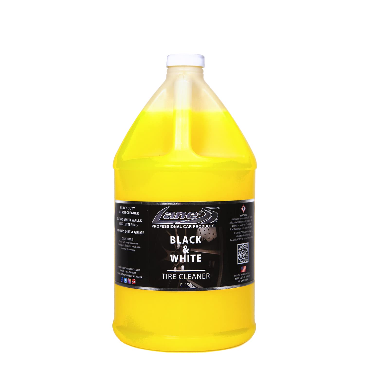 LANE'S Black and White Tire Cleaner - Powerful Tire Cleaning Spray for Cars, Trucks & Motorcycles - Restores Rubber to Like-New Black - Fast Acting Formula (1 Gallon) - Perfect for Auto Detailing, Car Wash & Tire Maintenance