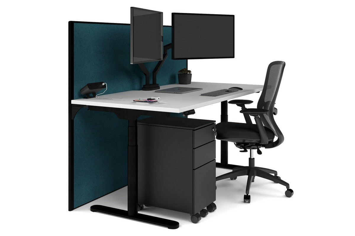 Flexi Premium Height Adjustable Single Workstation Desk - 1600L x 800W with Cable Management Scallop | Ergonomic Standing Desk for Home Office & Workspace