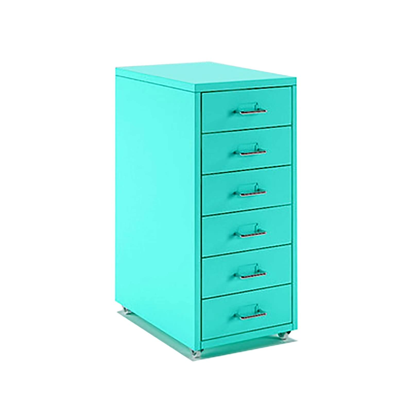 Mobile File Cabinet 6 Drawers - Blue Steel Storage for Office & Home
