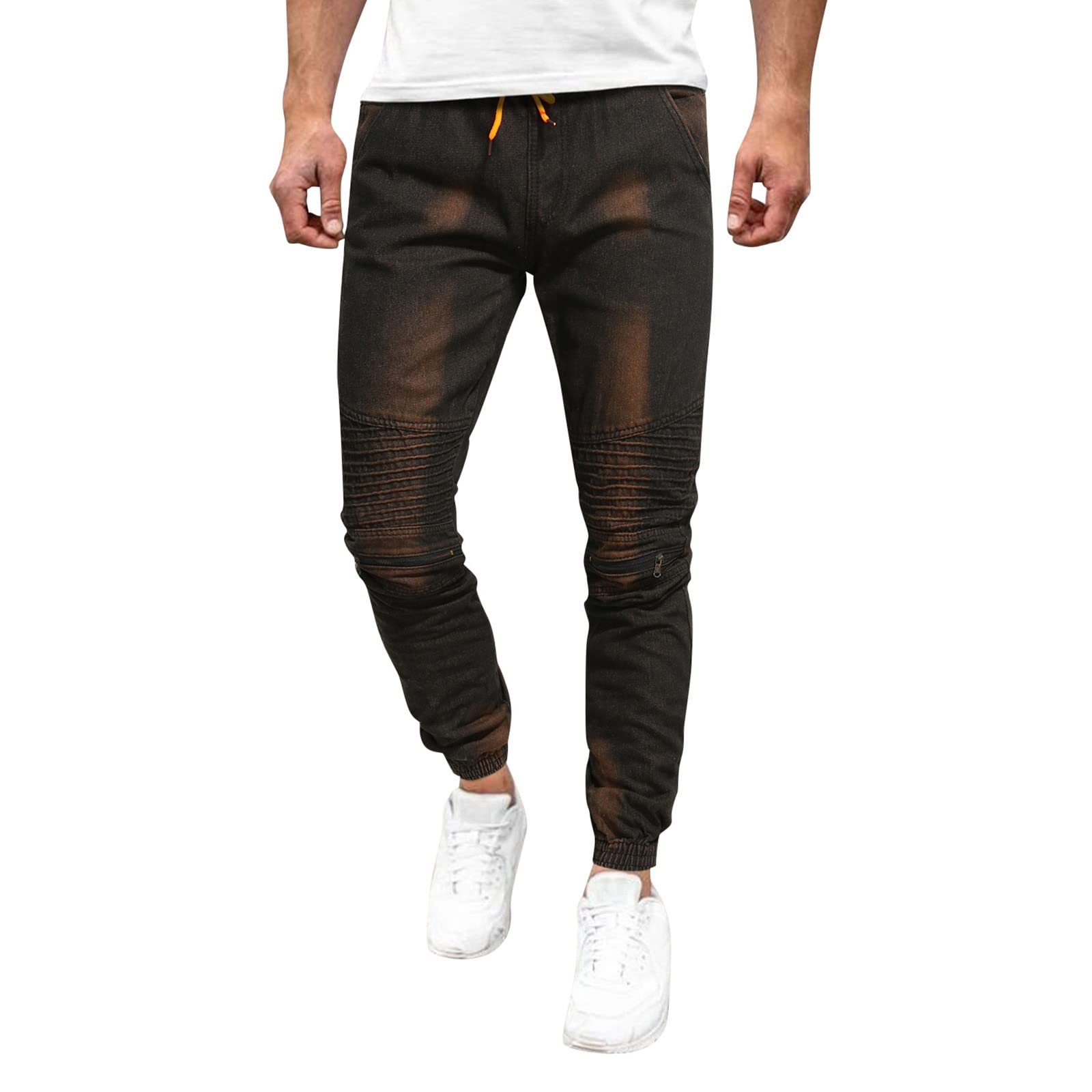 Men's Loose Straight Jeans with Pockets for Fitness & Casual Wear