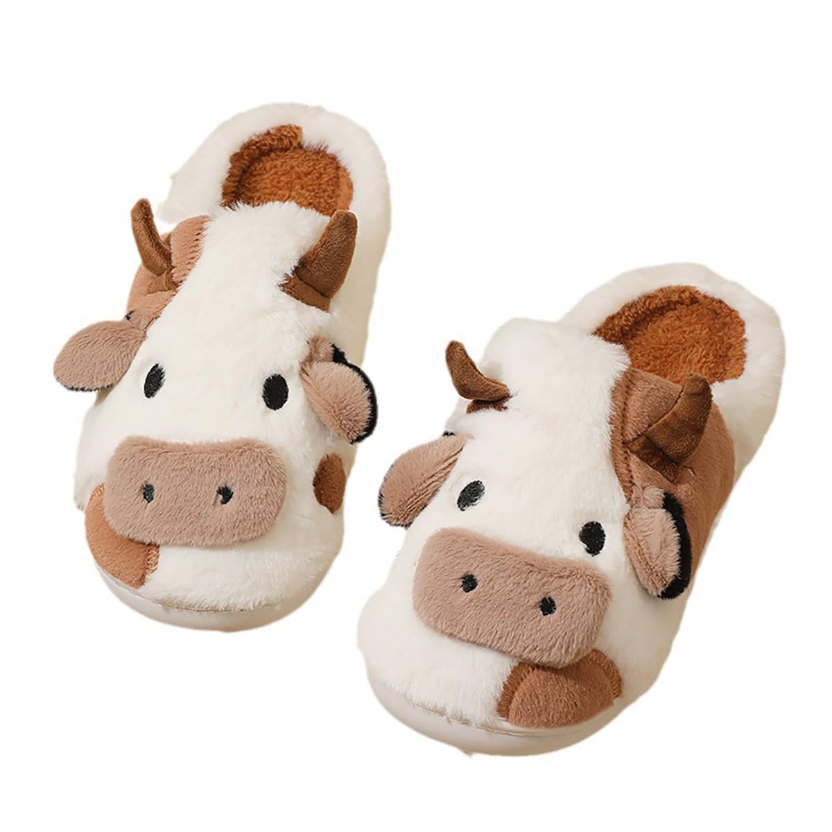 Women's Cute Cow Slippers - Warm Winter Animal House Shoes with Fluffy Soft Fur | Perfect for Indoor Comfort, Gifts & Kawaii Homewear
