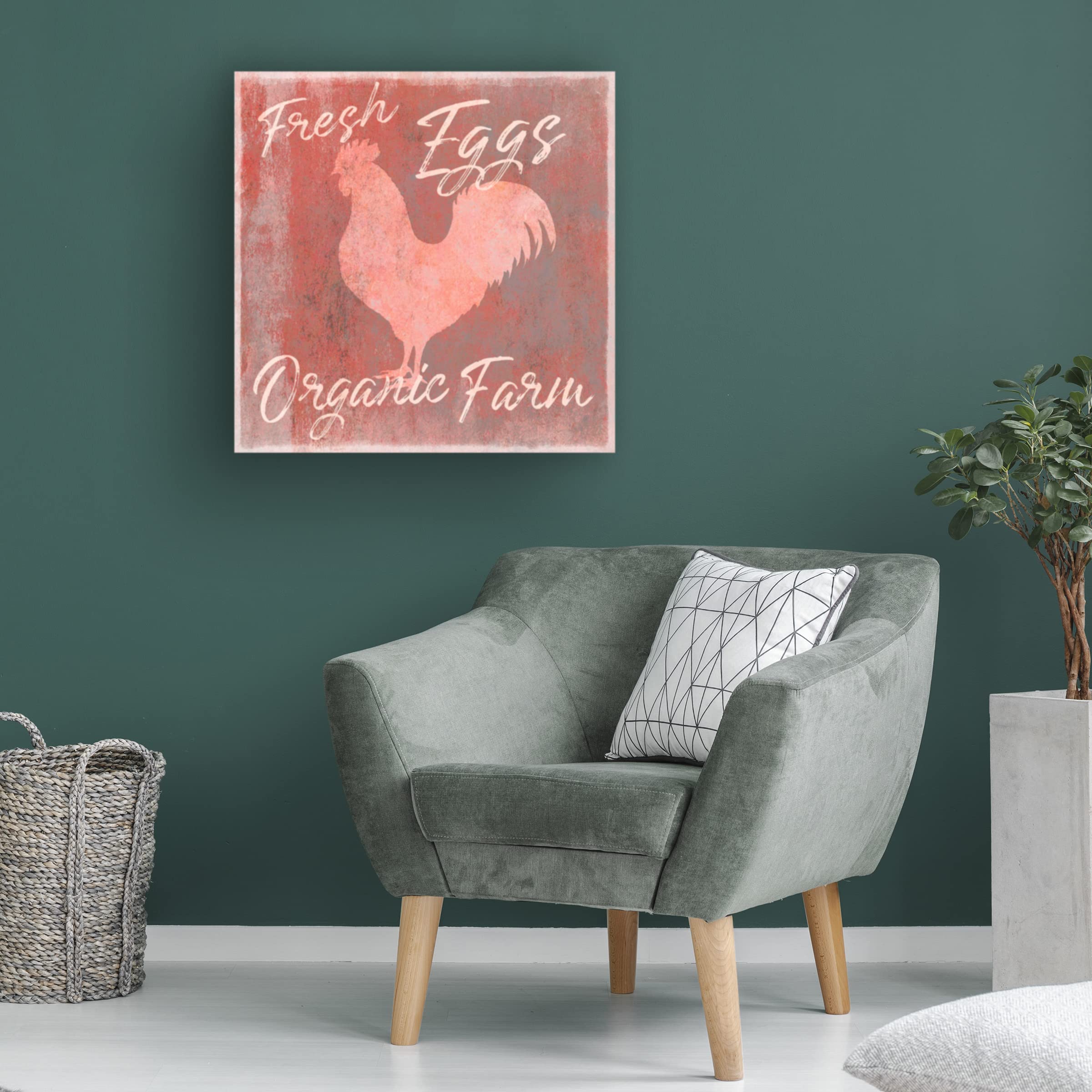 Trademark Fine Art 'Organic Farm Rooster' Canvas Wall Art by Cora Niele - Farmhouse Decor for Kitchen, Living Room & Country Style Home