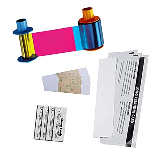 Fargo 70201 YMCKO Ribbon & DuraClean DC 86177 Printer Cleaning Kit - Compatible with Fargo DTC1500xe ID Card Printer - Perfect for Office, School, and Government ID Card Printing Maintenance