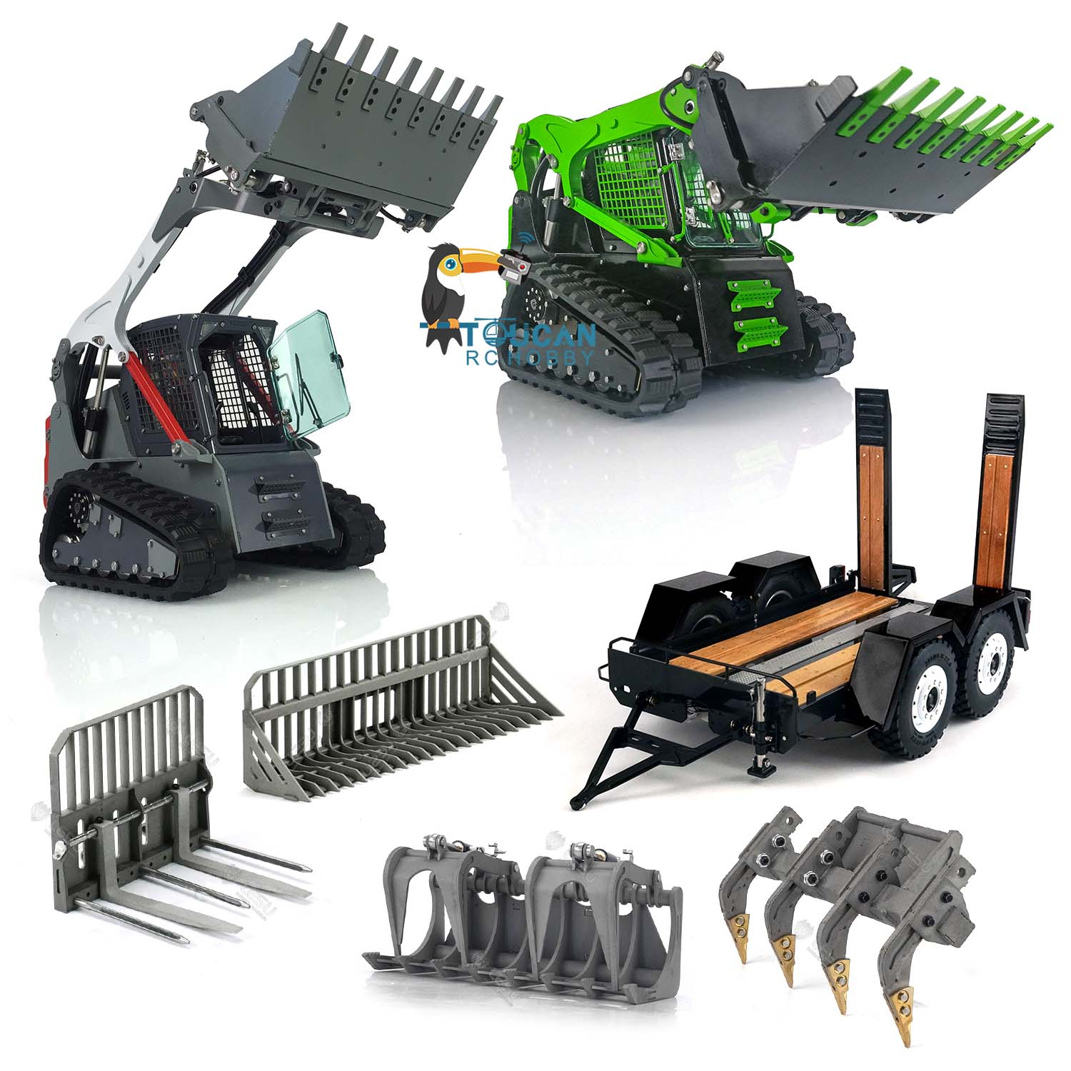 LESU 1/14 Scale RC Hydraulic Skid Steer Loader - Metal Tracked DIY Model with Lights & Sound, Fork/Bucket/Sieve/Gripper/Ripper Attachments - Perfect for Construction Simulation, RC Hobbyists & Collectors