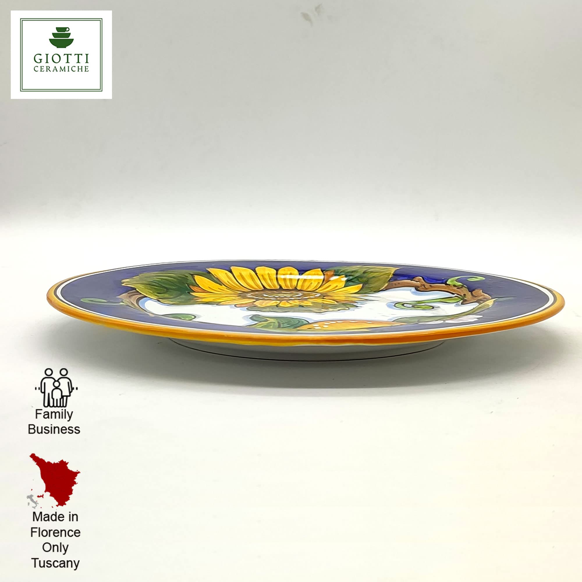 Italian Ceramic Dinnerware Set for 4 - Hand Painted Tuscan Pottery Plates & Small Dishes - Lemons & Sunflowers Design - Made in Italy - Perfect for Home Decor, Kitchen Use & Salad Serving