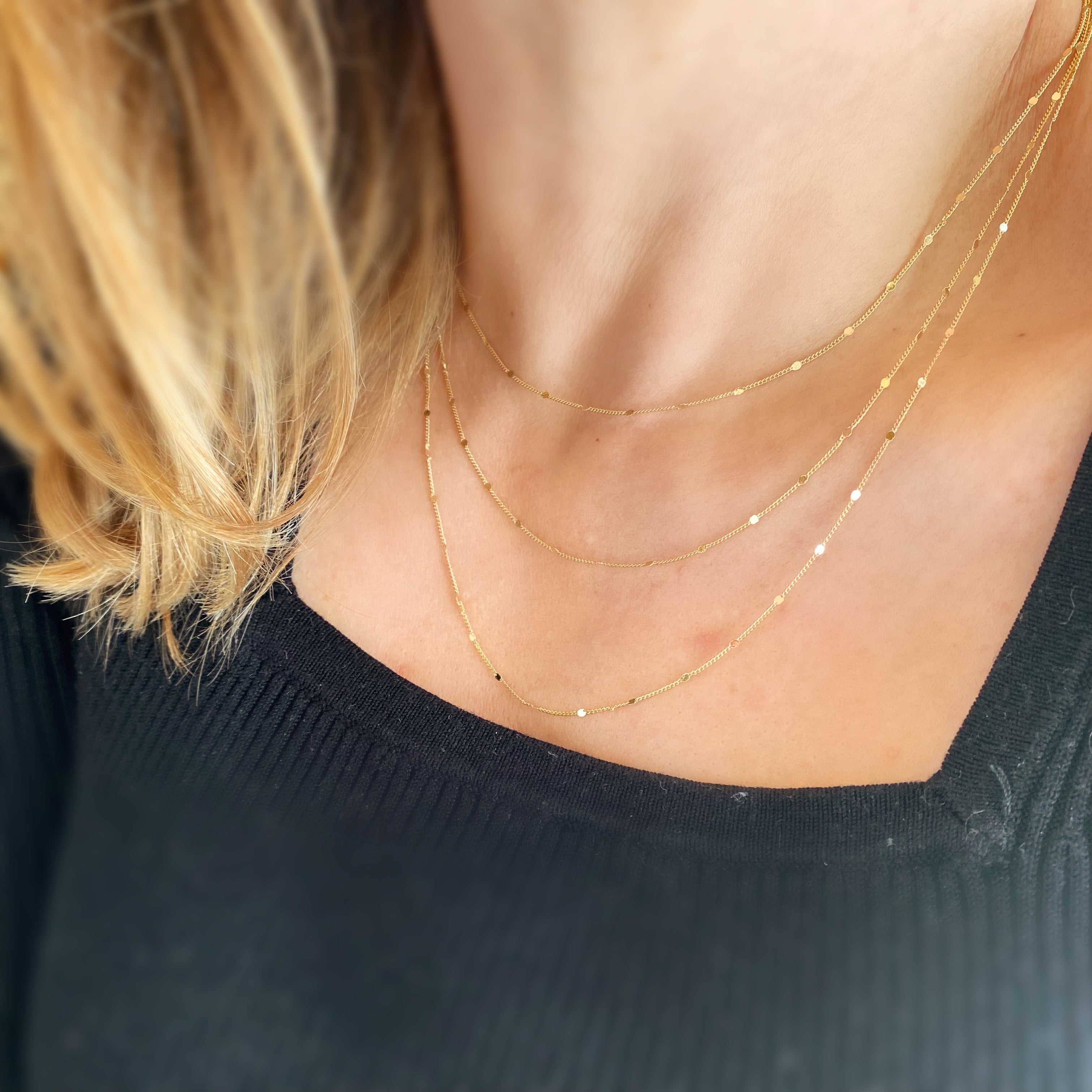 18K Gold Filled 1mm Curb Chain Necklace with Pressed Details - Elegant Layering Piece for Women, Perfect for Everyday Wear & Gift Giving