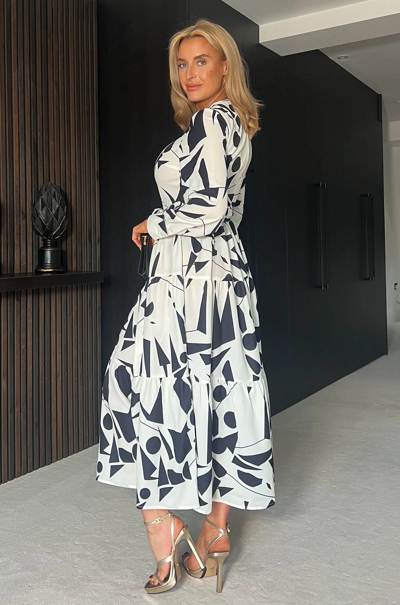 Angelina Tie Waist Dress - Monochrome Style for Women | Perfect for Office, Cocktail Parties & Date Nights