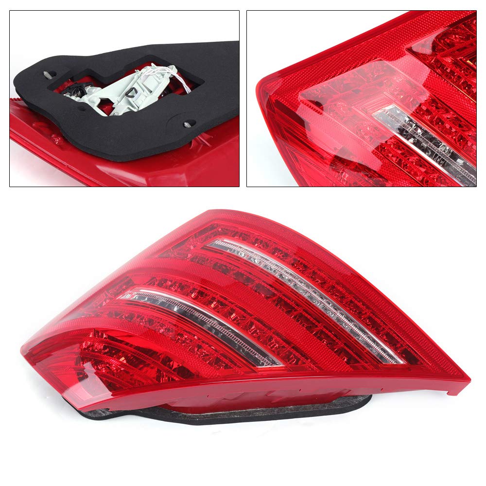 LED Tail Lights Red Clear Stop Brake Lamp Assembly for Mercedes Benz S600 W221 2007-2009 (Right Passenger Side) - Durable & Bright Replacement for Enhanced Night Driving Safety