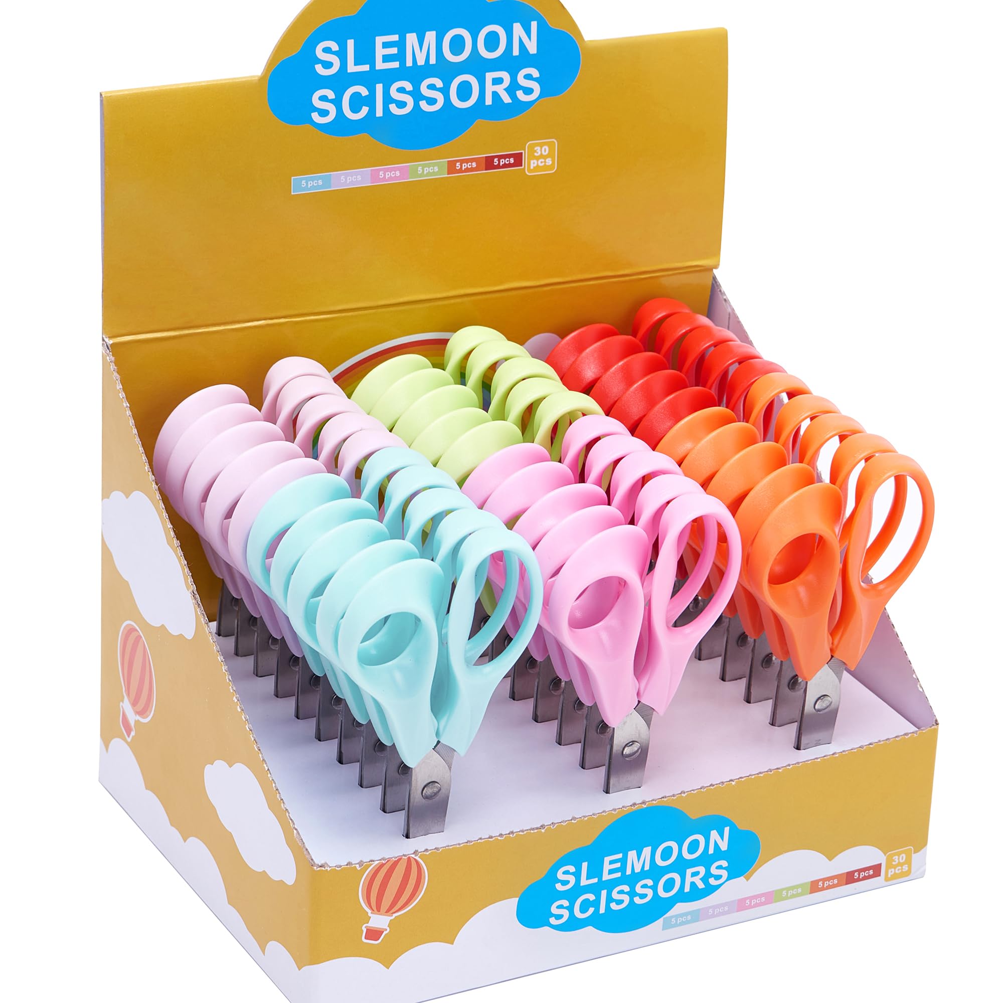 30 Pack Toddler Safety Scissors for Kids Ages 3-5 - 5 Inch Right-Handed Blunt Tip Craft Scissors with Comfort Grip ABS Handles - Perfect for Preschool Classroom Supplies, Arts & Crafts Projects, and Early Childhood Development Activities