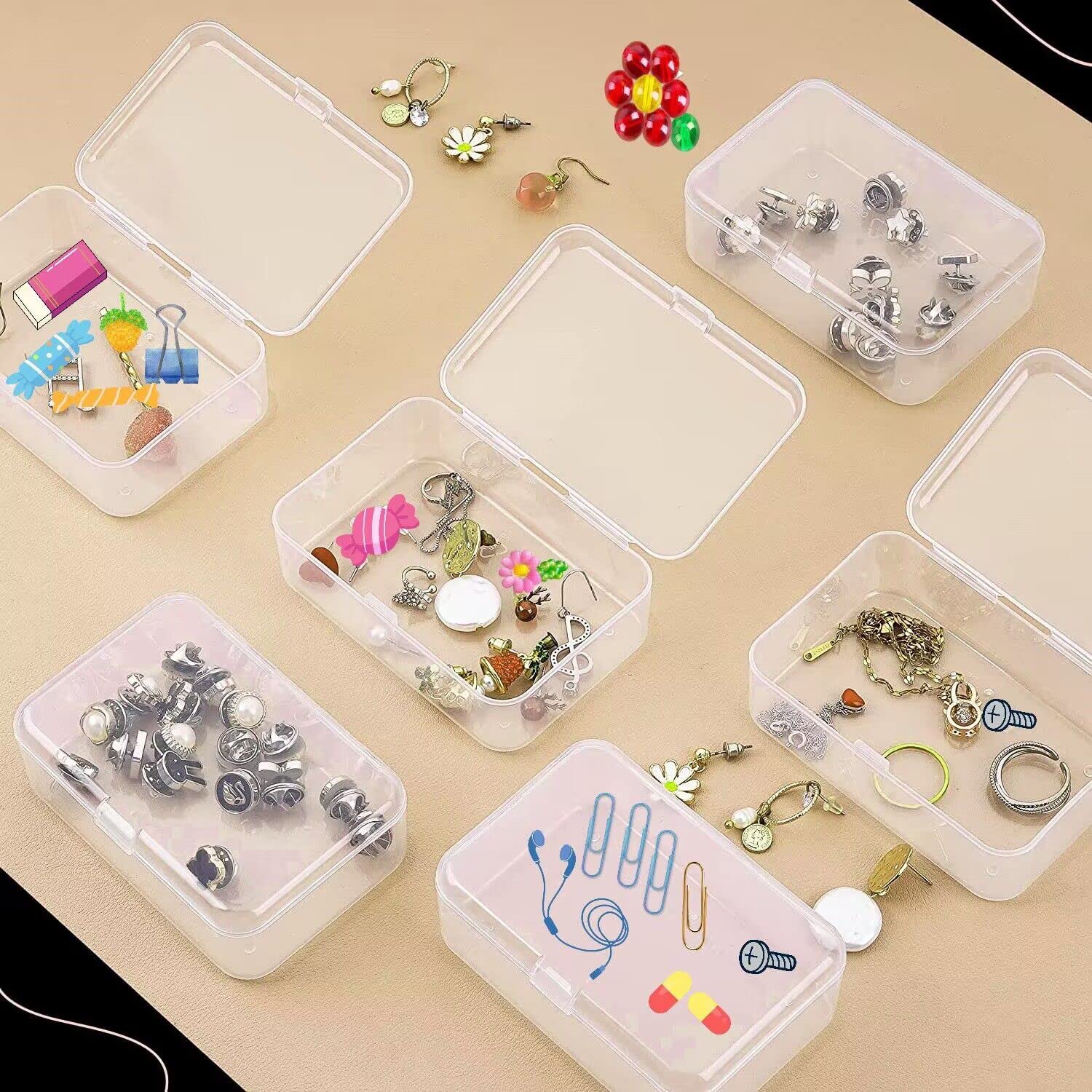 YUGOOD 12 Grids Large Plastic Organizer Box with Removable Dividers - Clear Bead Storage, Snackle Box & Tackle Box Container for Crafts, Fishing Gear & Office Supplies (Perfect for DIY, Travel & Home Organization)
