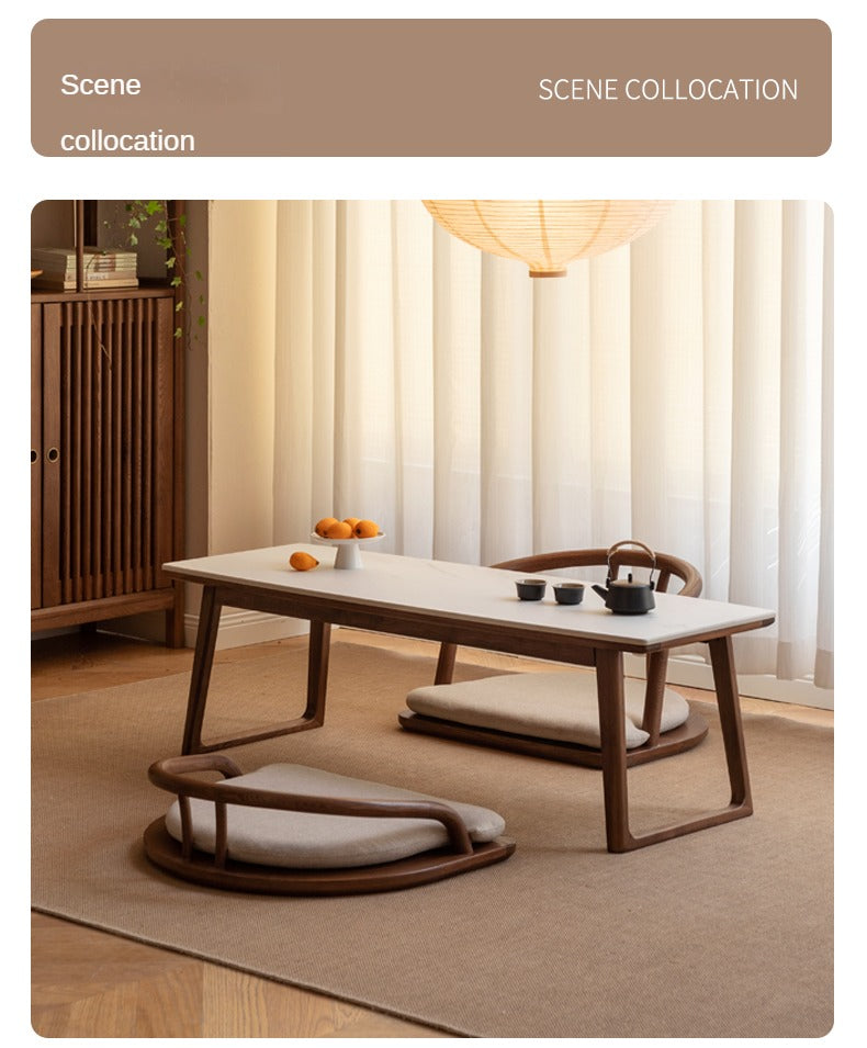 Premium Black Walnut and Ash Solid Wood Rocking Plate Modern Tea Table - Perfect for Living Room, Lounge, and Contemporary Home Decor