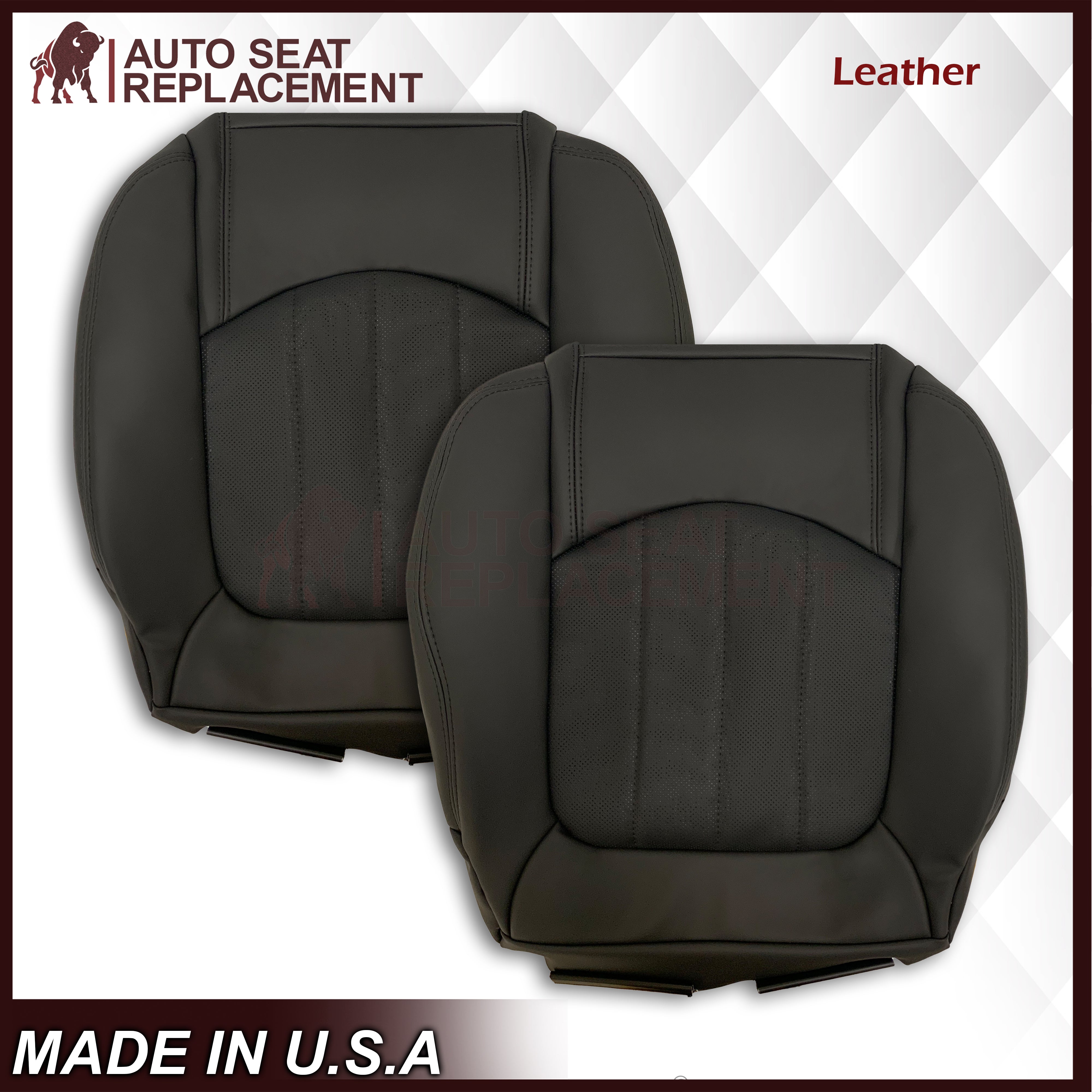 2009-2012 Chevrolet Traverse LTZ Black Perforated Seat Covers - Genuine Leather or Premium Vinyl Options for Driver & Passenger Seats - Perfect for Road Trips & Daily Commuting