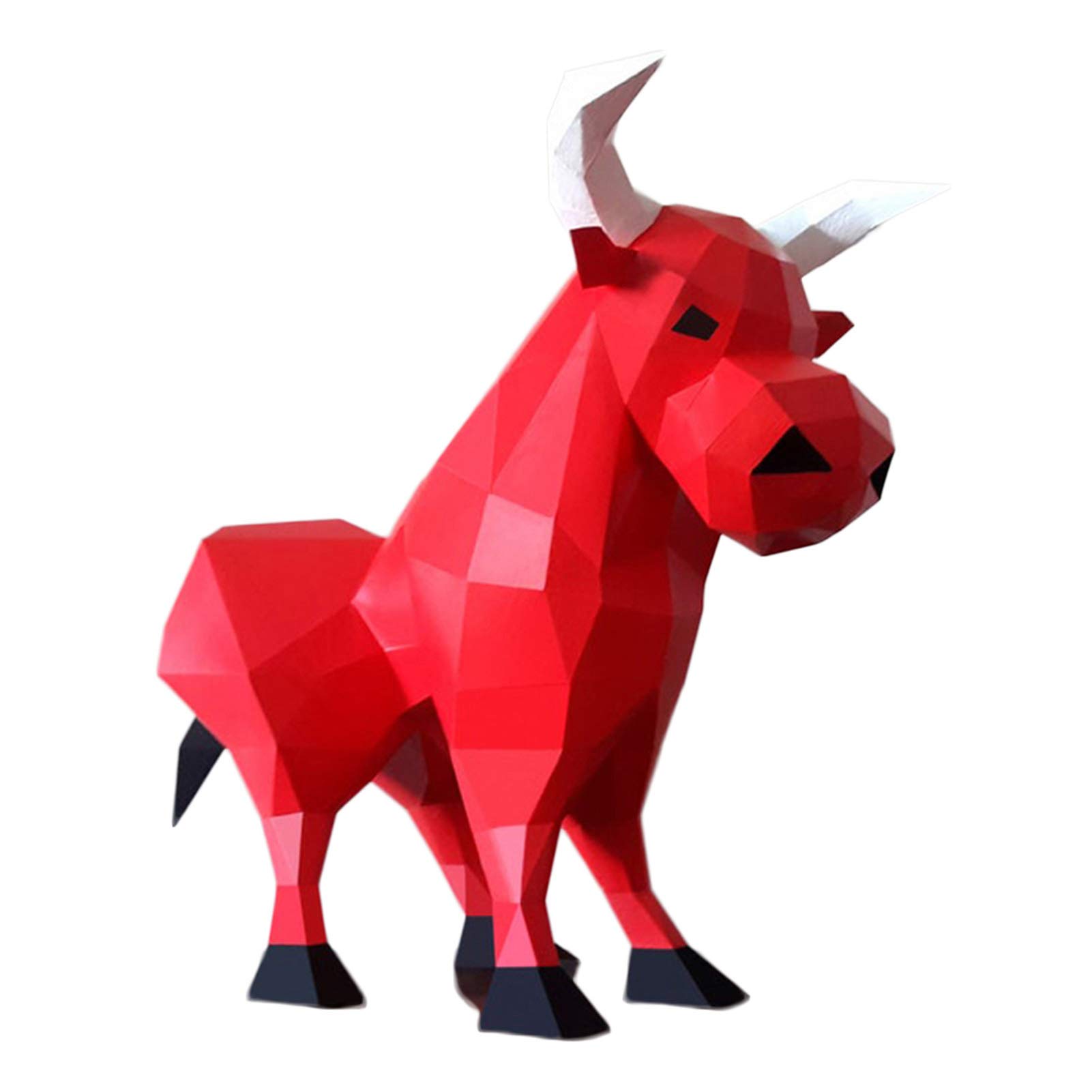 DIY 3D Bull Paper Sculpture Kit - Pre-Cut Animal Origami Puzzle for Kids & Adults | Handmade Home Decoration | Creative Craft Gift for Birthday, Classroom & Party Activities | Red Bull-Shaped Paper Model