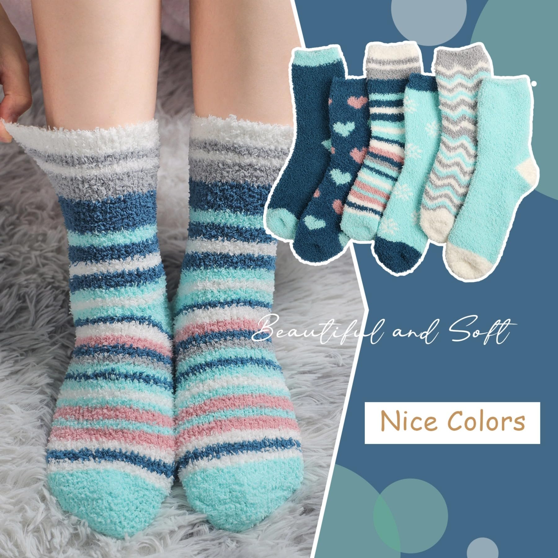 HIALTODAY Women's Winter Fuzzy Socks - Cozy Fluffy Warm Socks for Women, Perfect Gift for Mom, Wife, Girlfriend - Birthday Christmas Gifts for Her - Ideal for Home, Office & Cold Weather Comfort