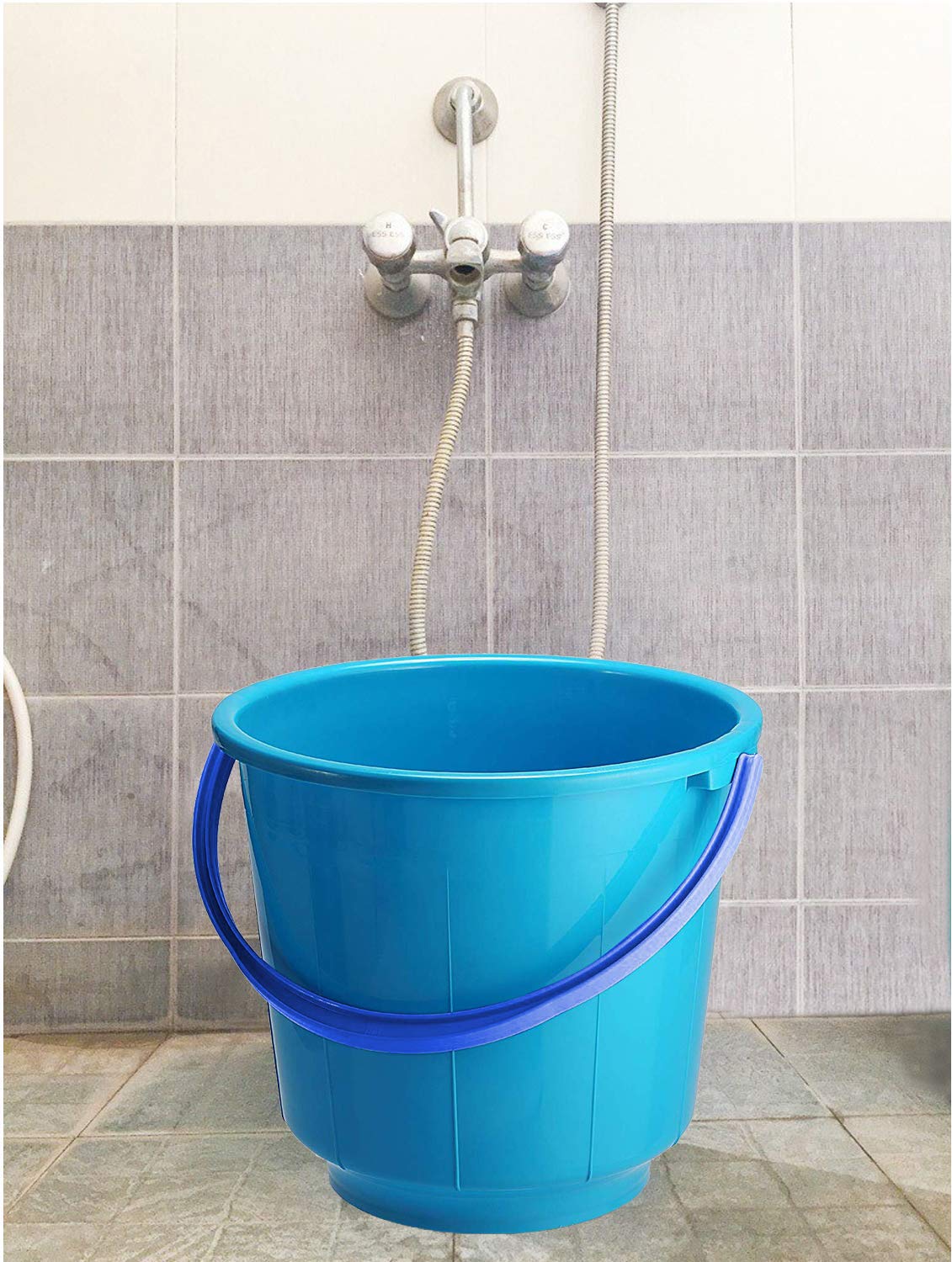 Kuber Industries Unbreakable Strong Plastic Bathroom Bucket 13 Liter (Blue) - Heavy Duty Water Pail for Cleaning, Mopping & Household Use - CTKTC037904