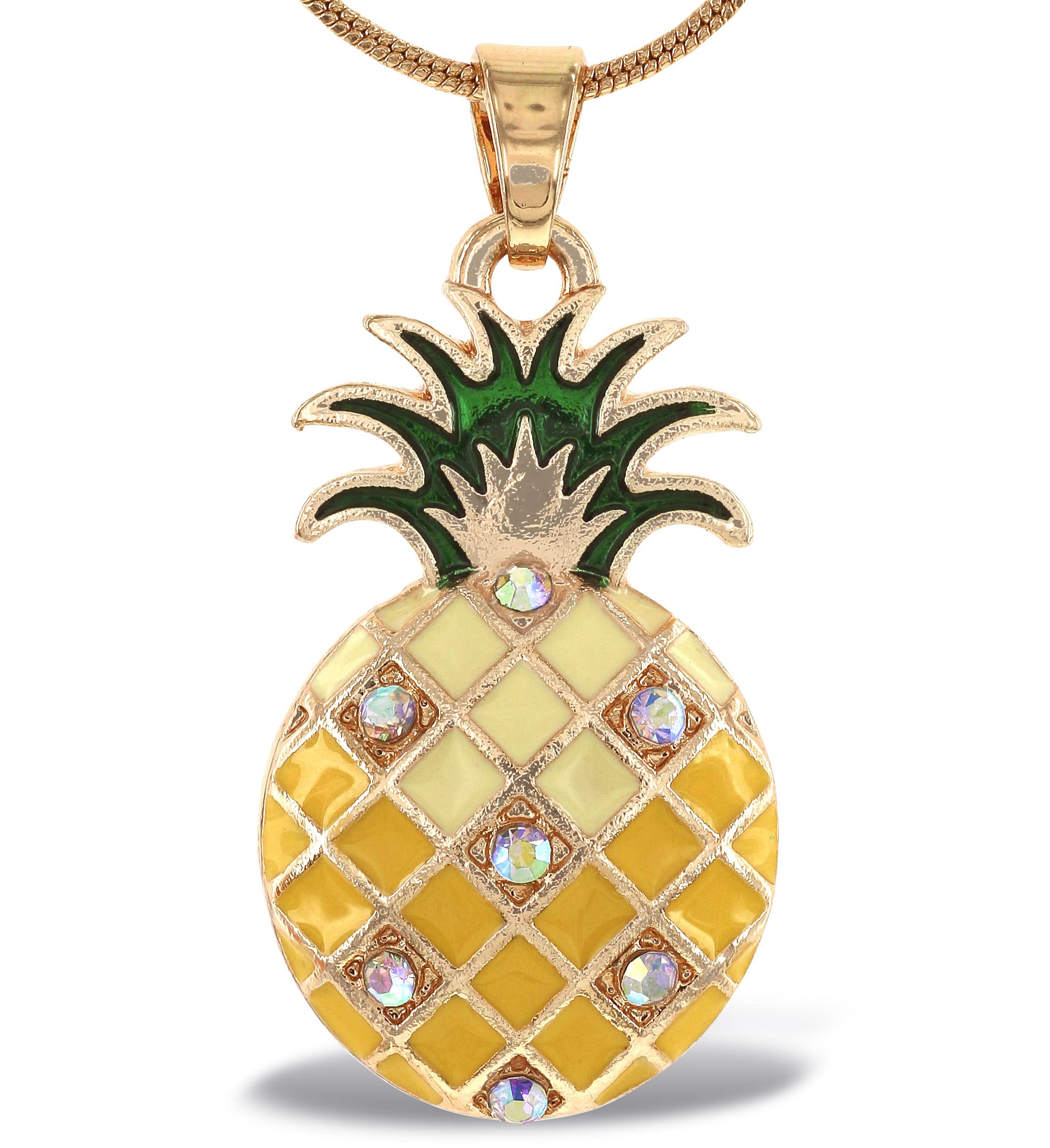Sparkling Gold Pineapple Crystal Pendant Necklace - Elegant Pineapple Jewelry with Cute Charm for Women, 18 Inch Adjustable Chain - Perfect Gift for Birthday, Anniversary & Beach Vacation Accessories