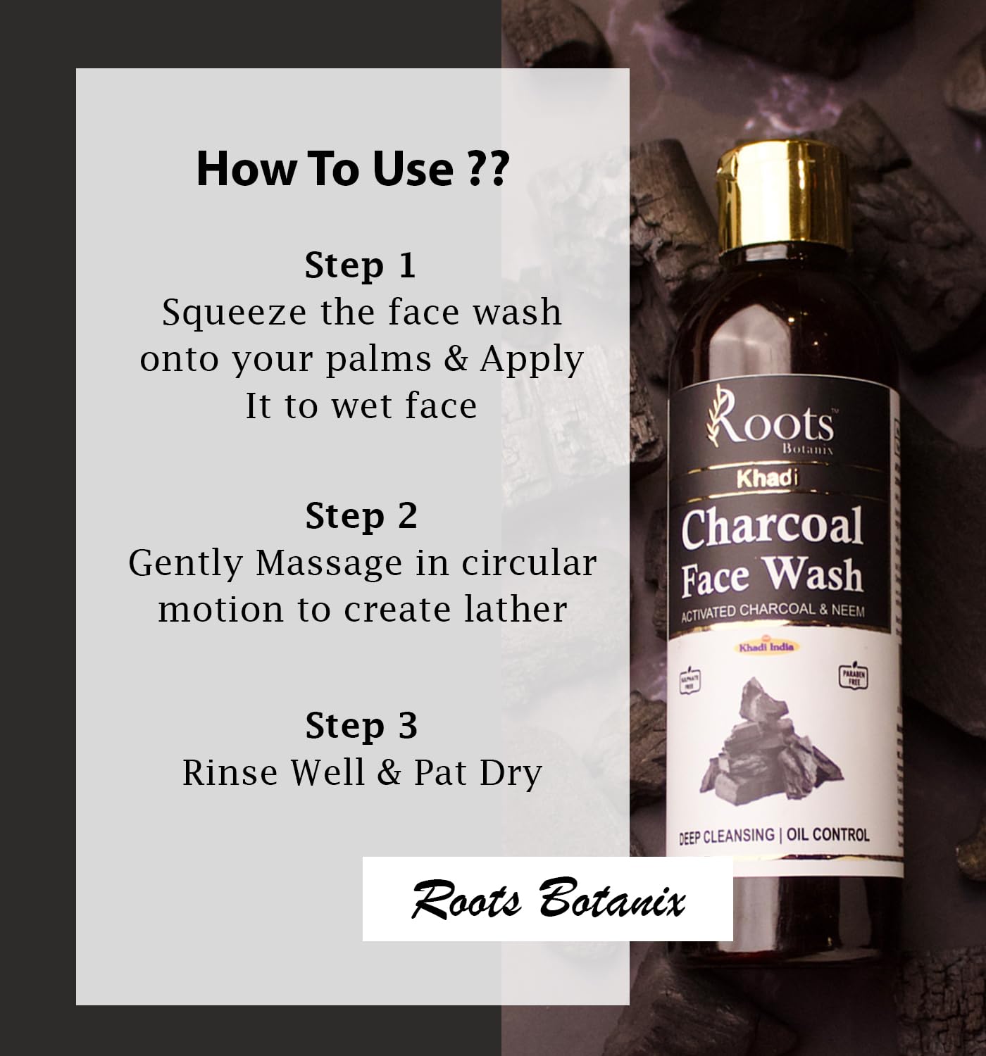 Roots Botanix Neem Face Wash for Glowing Skin - Brightening & Detan Cleansing Gel - Anti Pollution & Pimples Treatment - Liquid Facial Soap (200ml) | Perfect for Daily Skincare Routine & Post-Makeup Cleansing