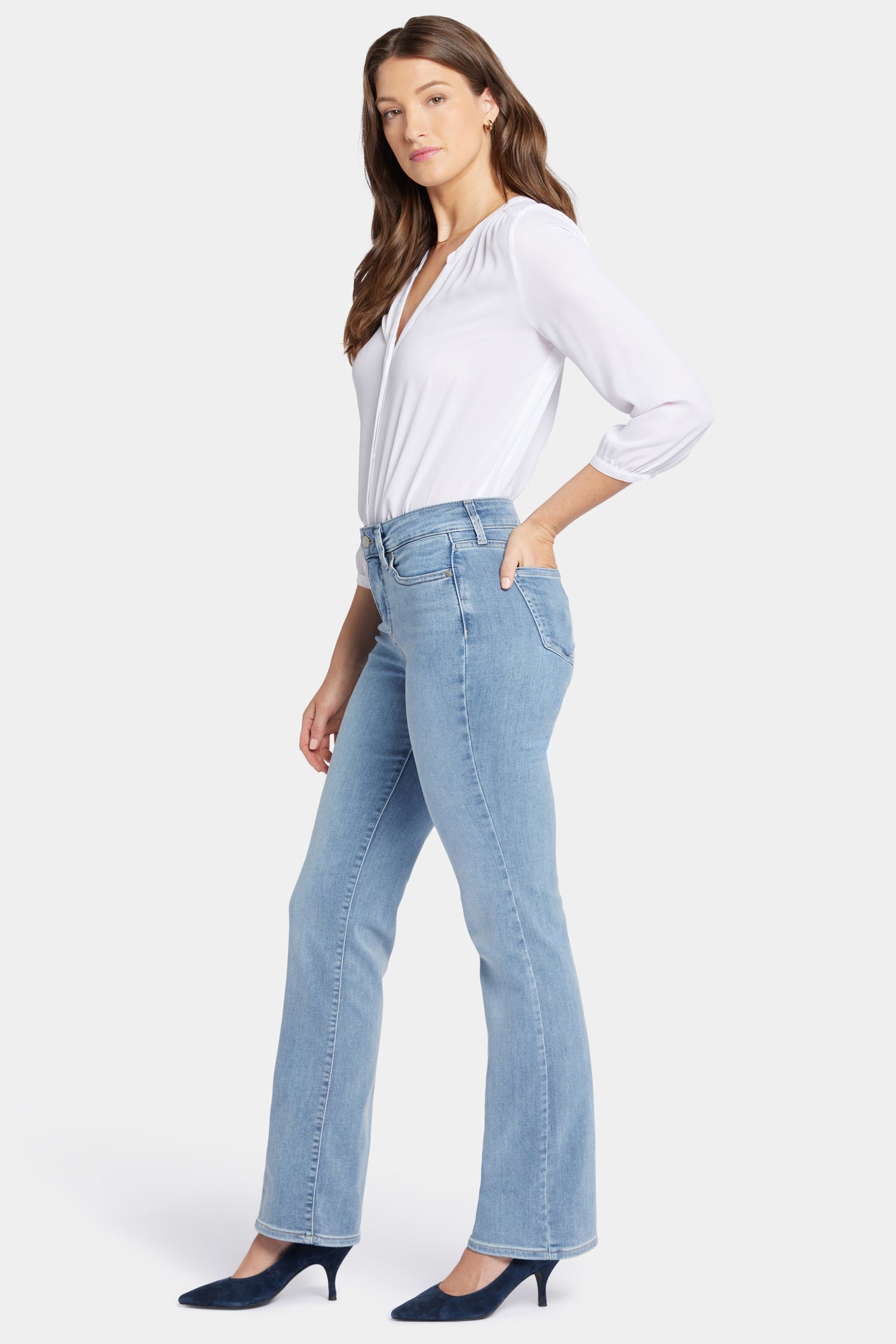 Blake Slim Flared Jeans for Petite Women - Stretch Denim Skinny Bootcut Pants for Casual Wear & Night Out