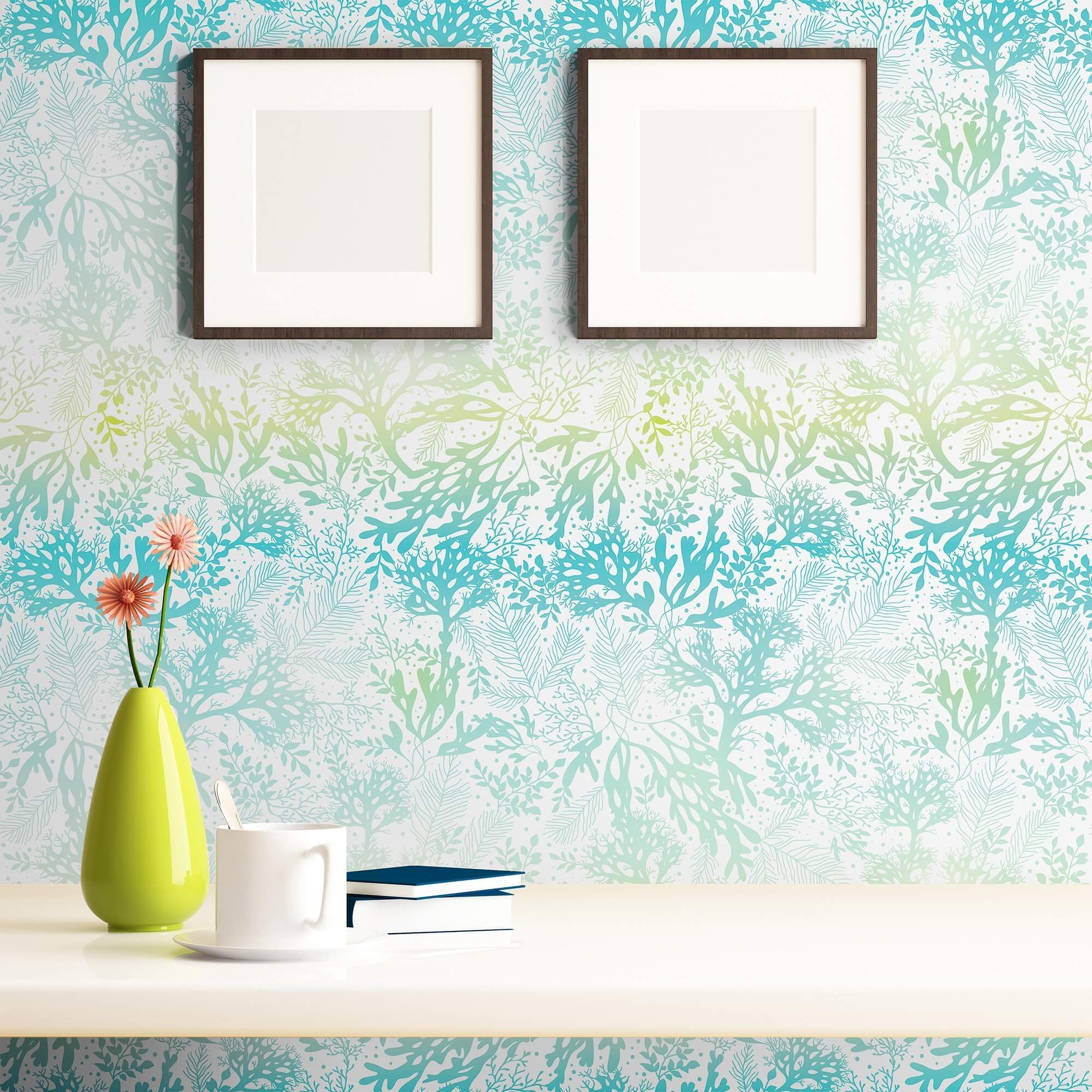 Nautical Peel and Stick Removable Wallpaper - White & Turquoise Blue - 16.1