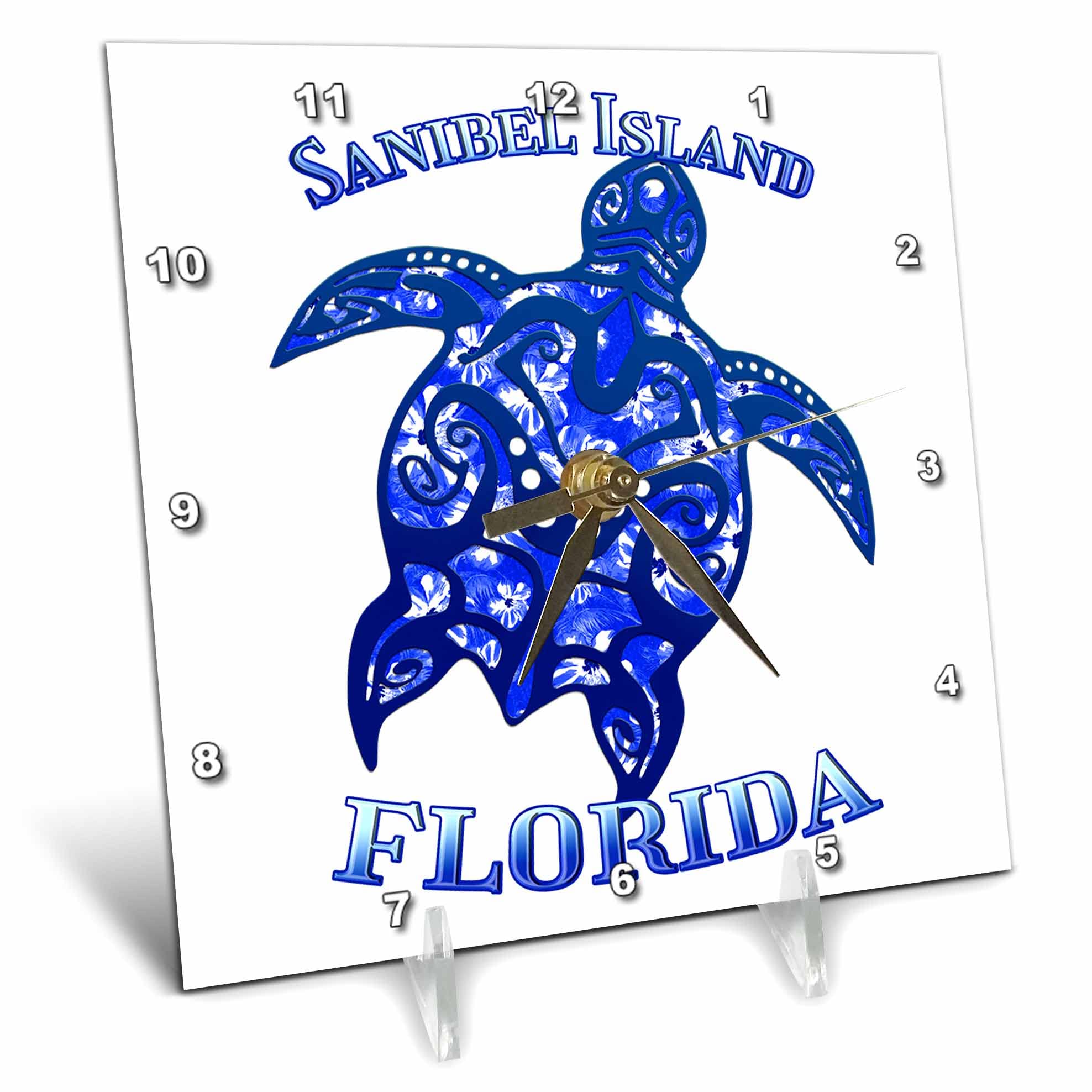 3D Rose 6x6 Inch Nautical Anchor Desk Clock - Sanibel Island Florida Sailing Theme, Perfect Gift for Boating Lovers | Office, Home, Boat Cabin Decor