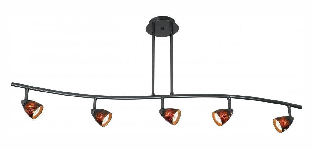 Dark Bronze 5-Light Canopy Mount Orbit Chandelier with Brown Spot Shade - Serpentine Lights Collection | Perfect for Dining Room, Living Room & Bedroom Lighting