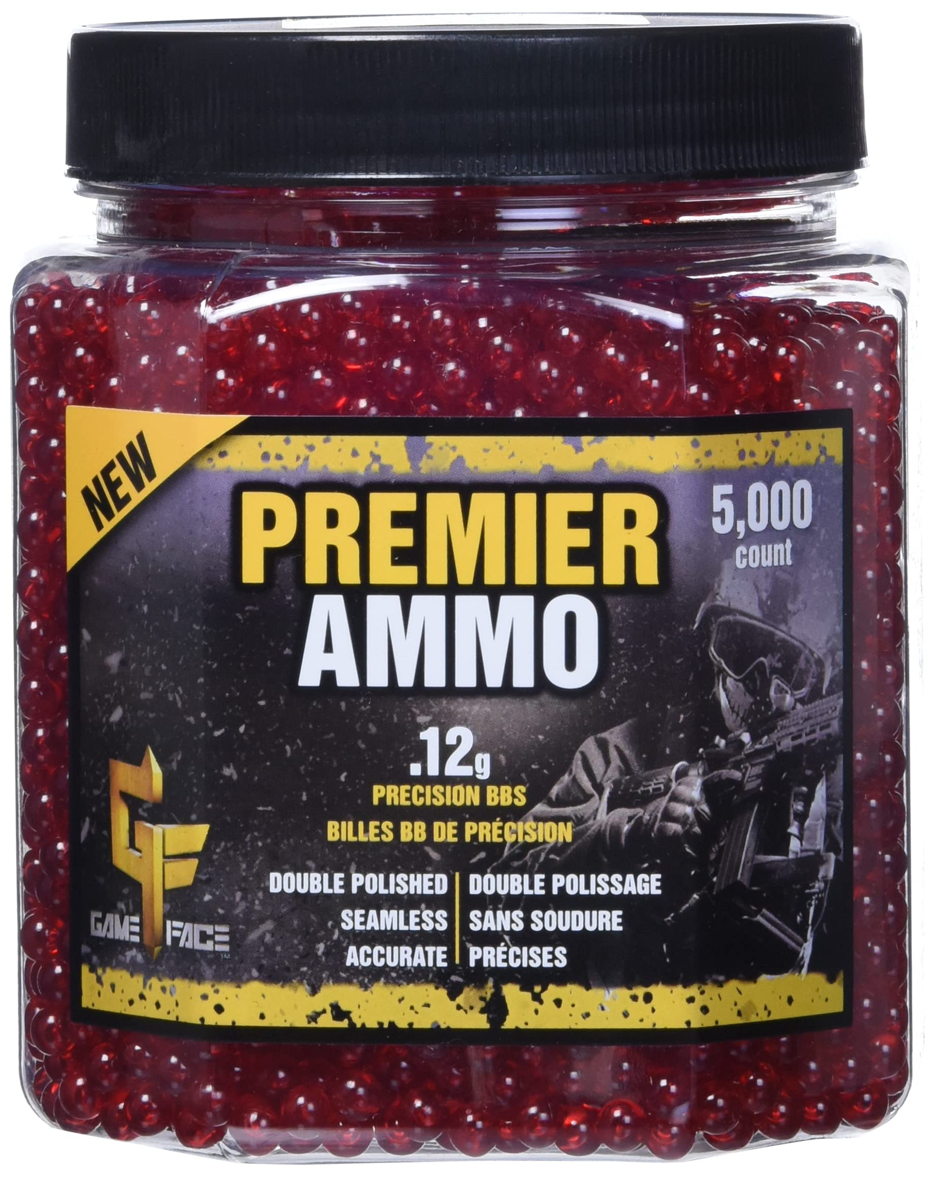 Game Face ASP512 6mm Airsoft BBs - 5000 Count for Outdoor Shooting