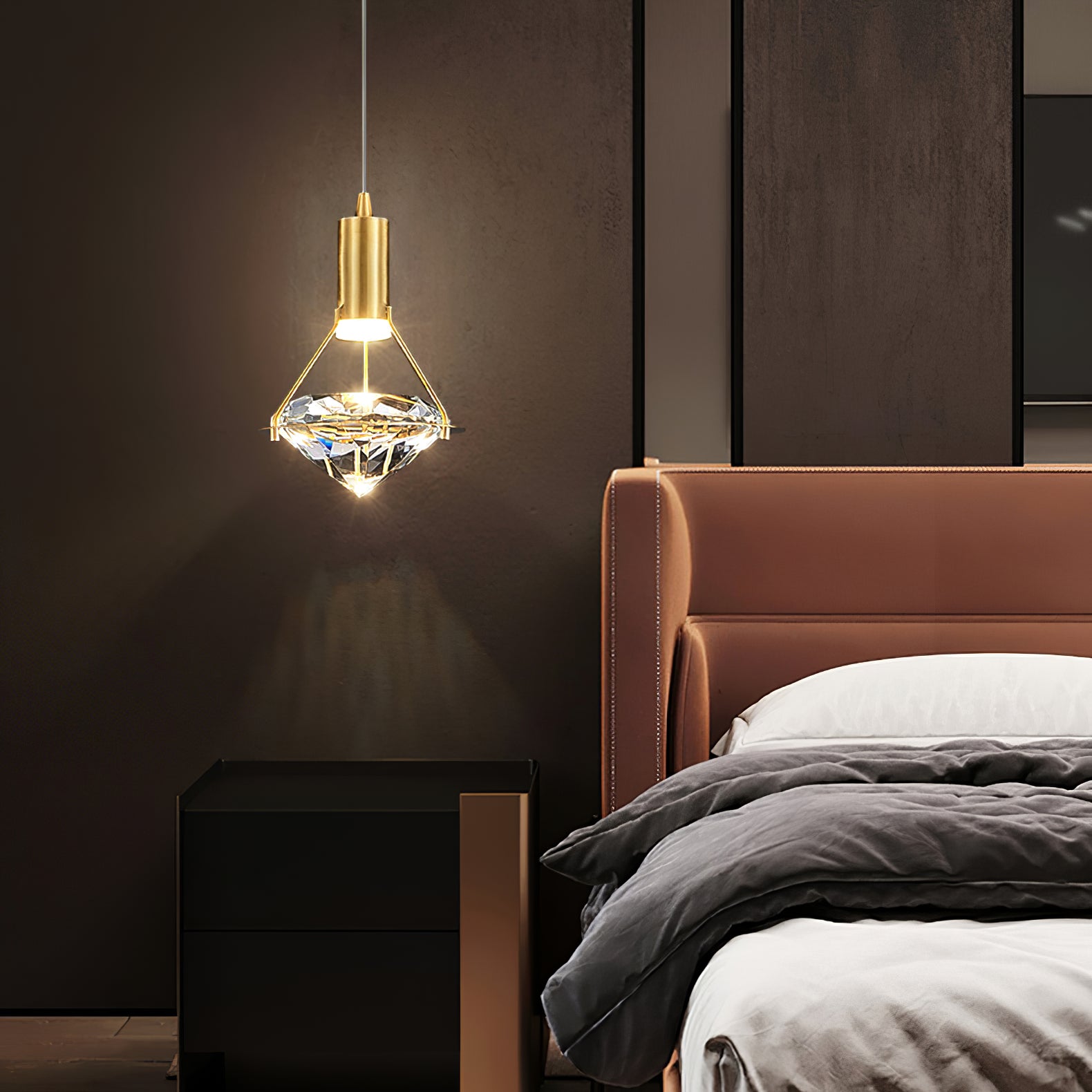 Elegant Diamond Pendant Light - Modern Crystal Ceiling Lamp for Dining Room, Bedroom & Living Room Decor - Perfect for Home, Office & Restaurant Lighting