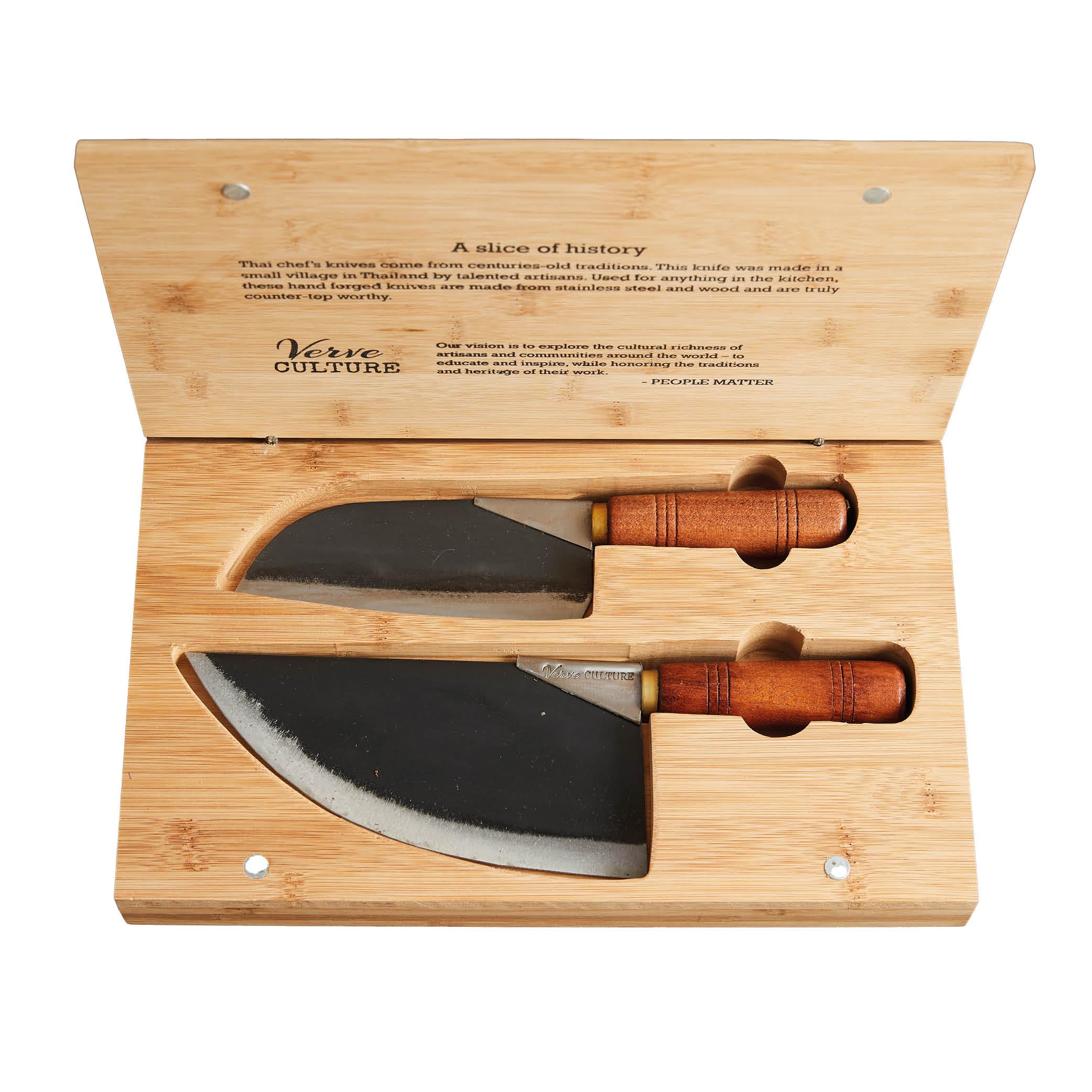 Premium Thai Chef's Moon Knife Set - 2 Hand-Forged Carbon Steel Knives for Professional Cooking & Asian Cuisine | Perfect for Slicing, Dicing & Food Preparation