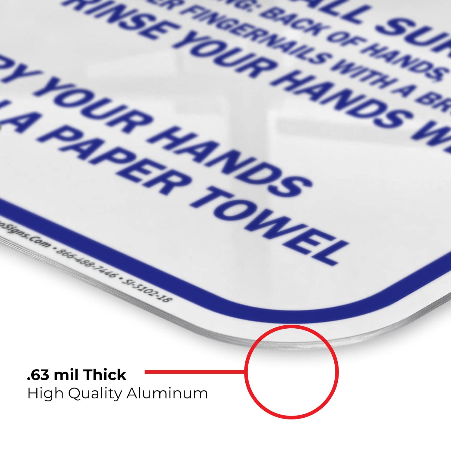 Hand Washing Sign - 12x18 Inches Rustproof Aluminum Hygiene Instruction Poster | Durable Fade-Resistant Bathroom & Kitchen Sign | Made in USA for Restaurants, Hospitals & Schools