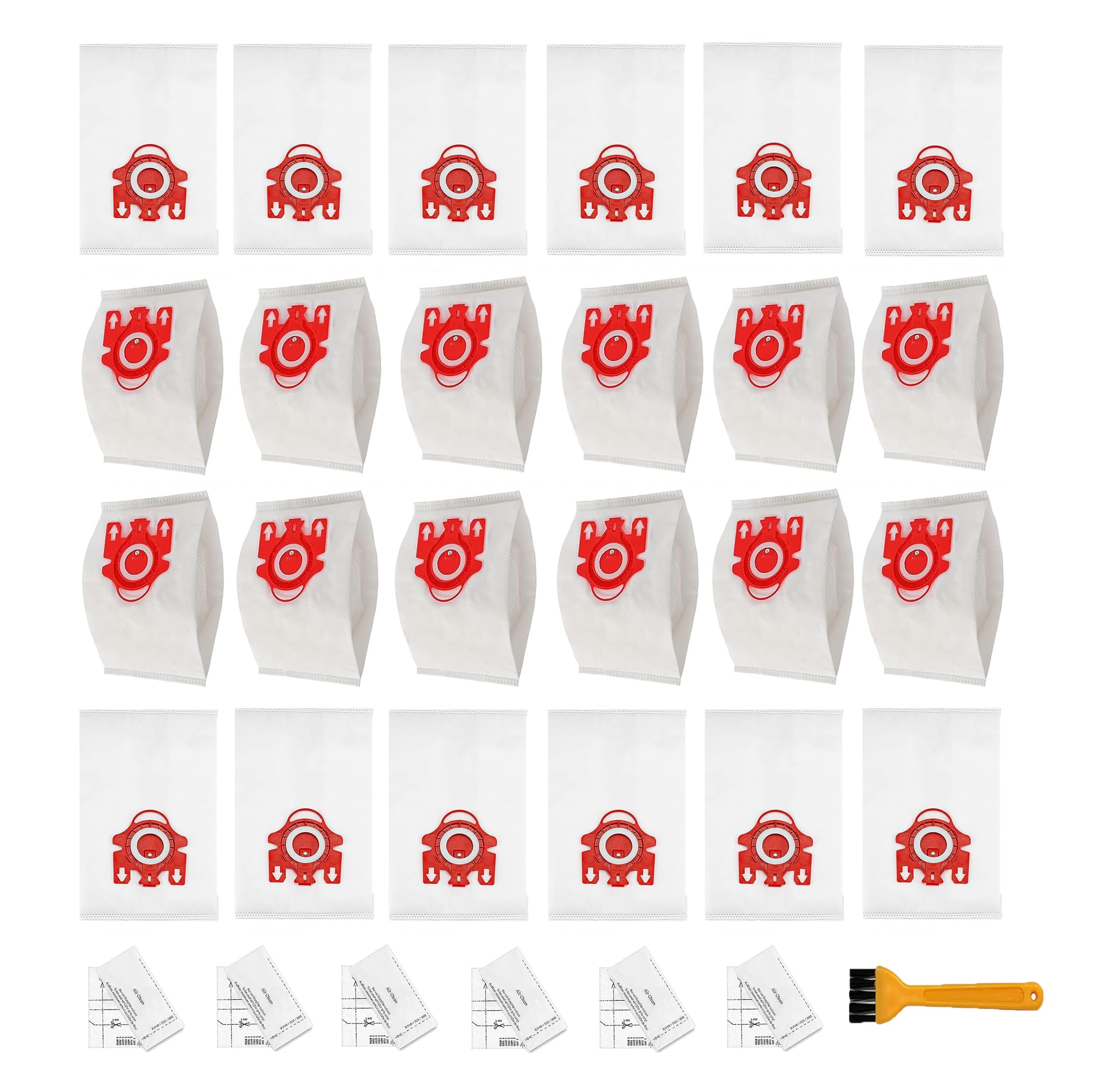 24 Pack 3D Airclean Vacuum Bags Replacement for Miele FJM Vacuum Cleaner - Compatible with Compact C1/C2, Complete C1, S241/S290/S300i/S500/S700/S4/S6 Series - Includes 6 Motor Protection Filters & 6 Airclean Filters - Ideal for Home Cleaning, Pet Hair Removal & Allergy Relief