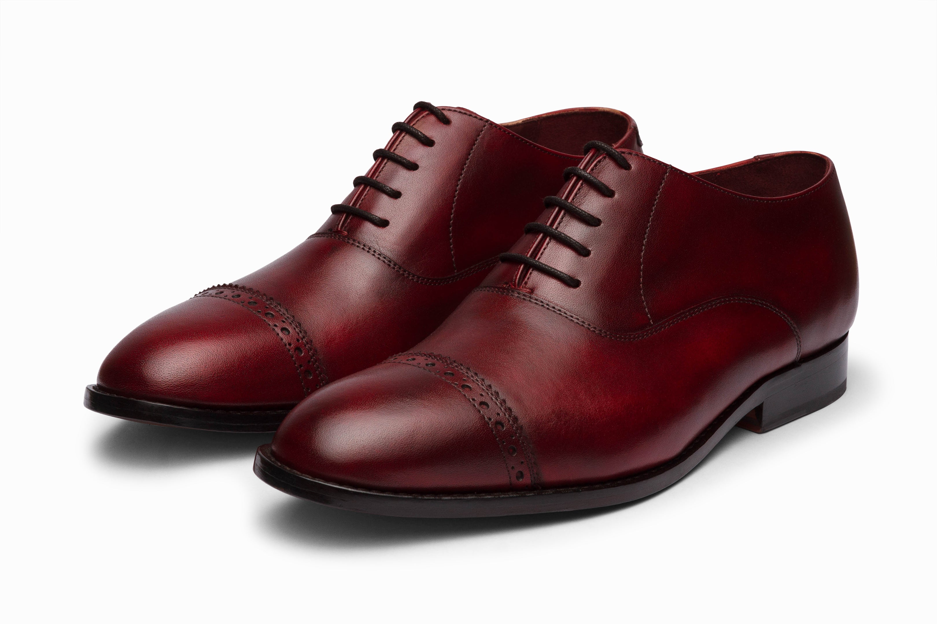 Premium Dark Oxblood Quarter Brogue Oxford Shoes for Men | Classic Dress Shoes for Business, Formal & Wedding Occasions